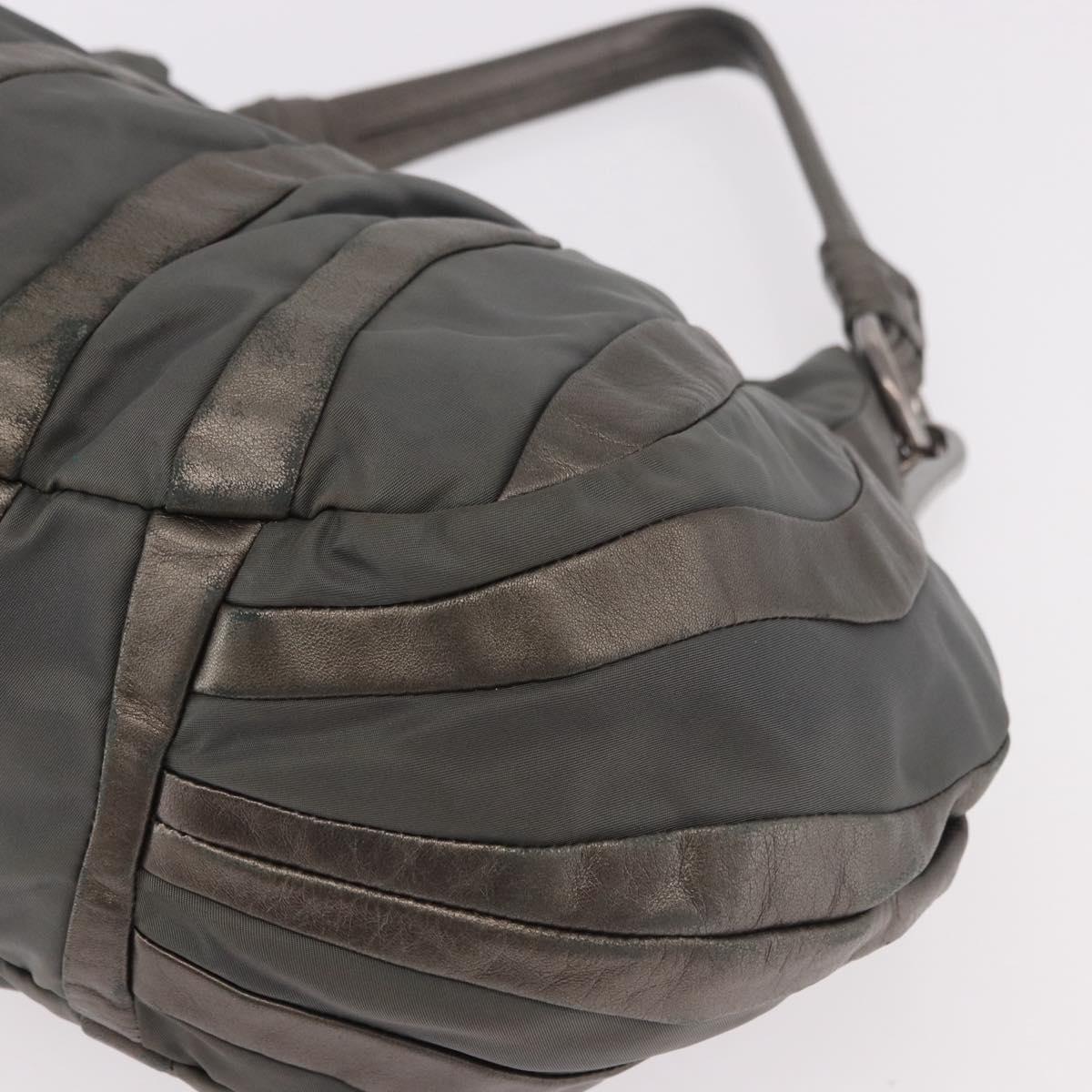 PRADA Shoulder Bag Nylon Green Silver Auth 189344A