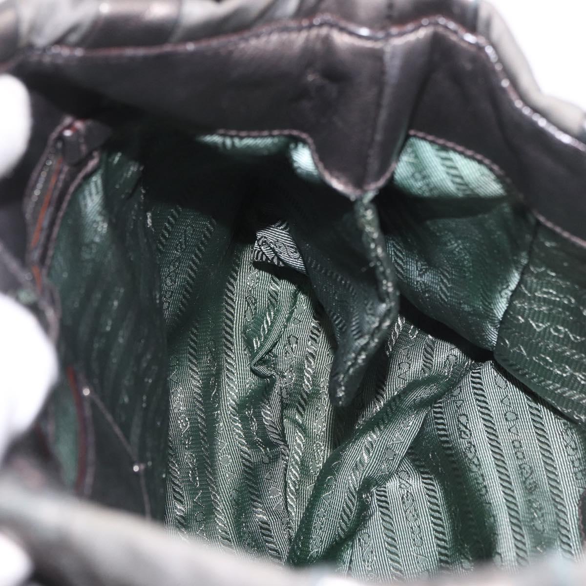 PRADA Shoulder Bag Nylon Green Silver Auth 189344A