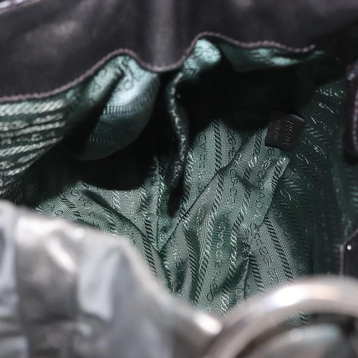 PRADA Shoulder Bag Nylon Green Silver Auth 189344A