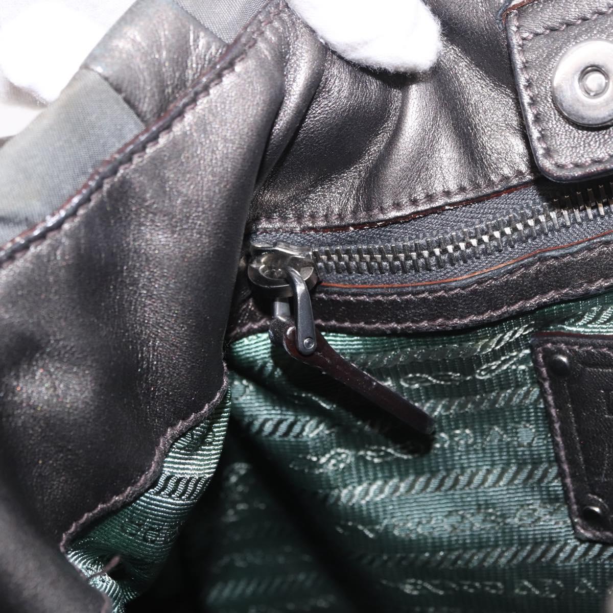 PRADA Shoulder Bag Nylon Green Silver Auth 189344A