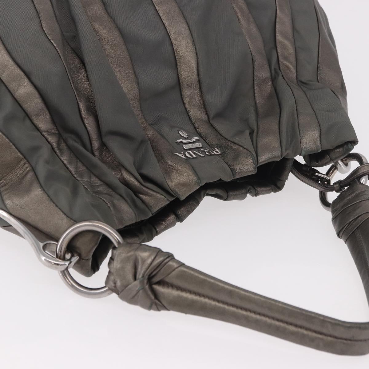 PRADA Shoulder Bag Nylon Green Silver Auth 189344A