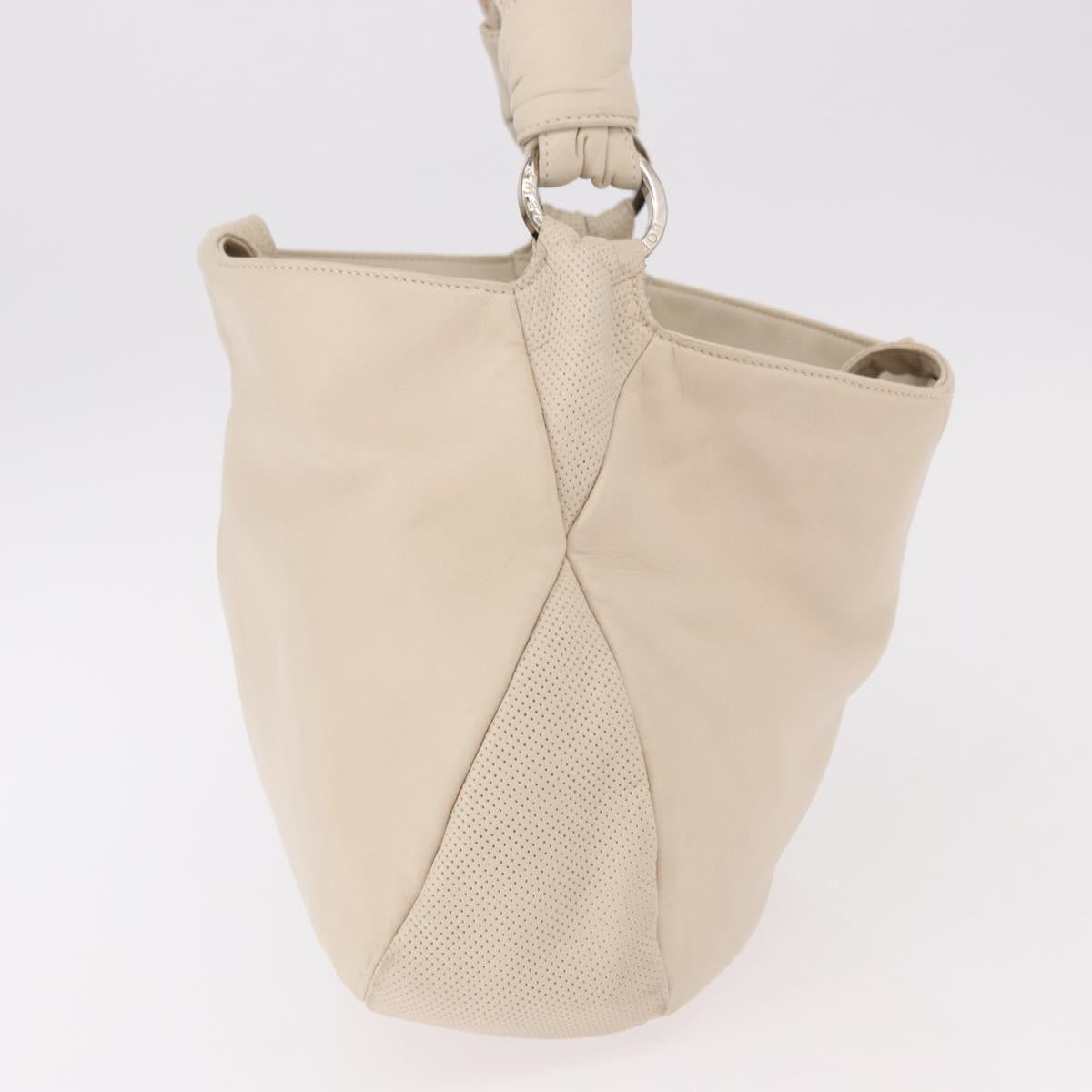 LOEWE Shoulder Bag Leather Ivory Gold Auth 189347A