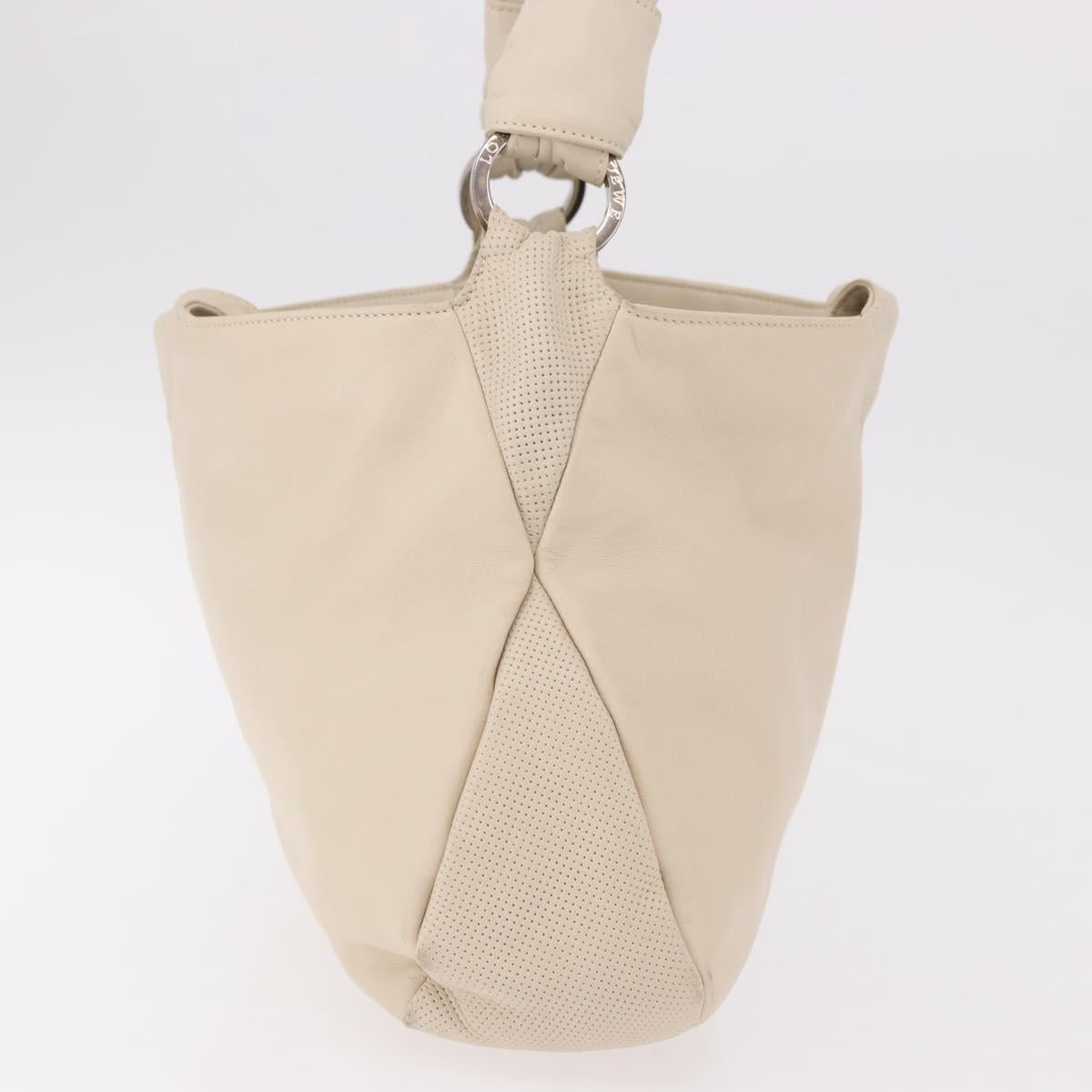 LOEWE Shoulder Bag Leather Ivory Gold Auth 189347A