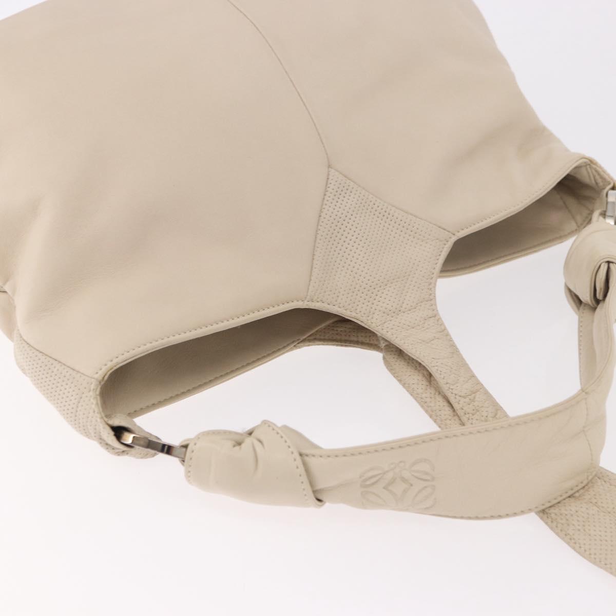 LOEWE Shoulder Bag Leather Ivory Gold Auth 189347A