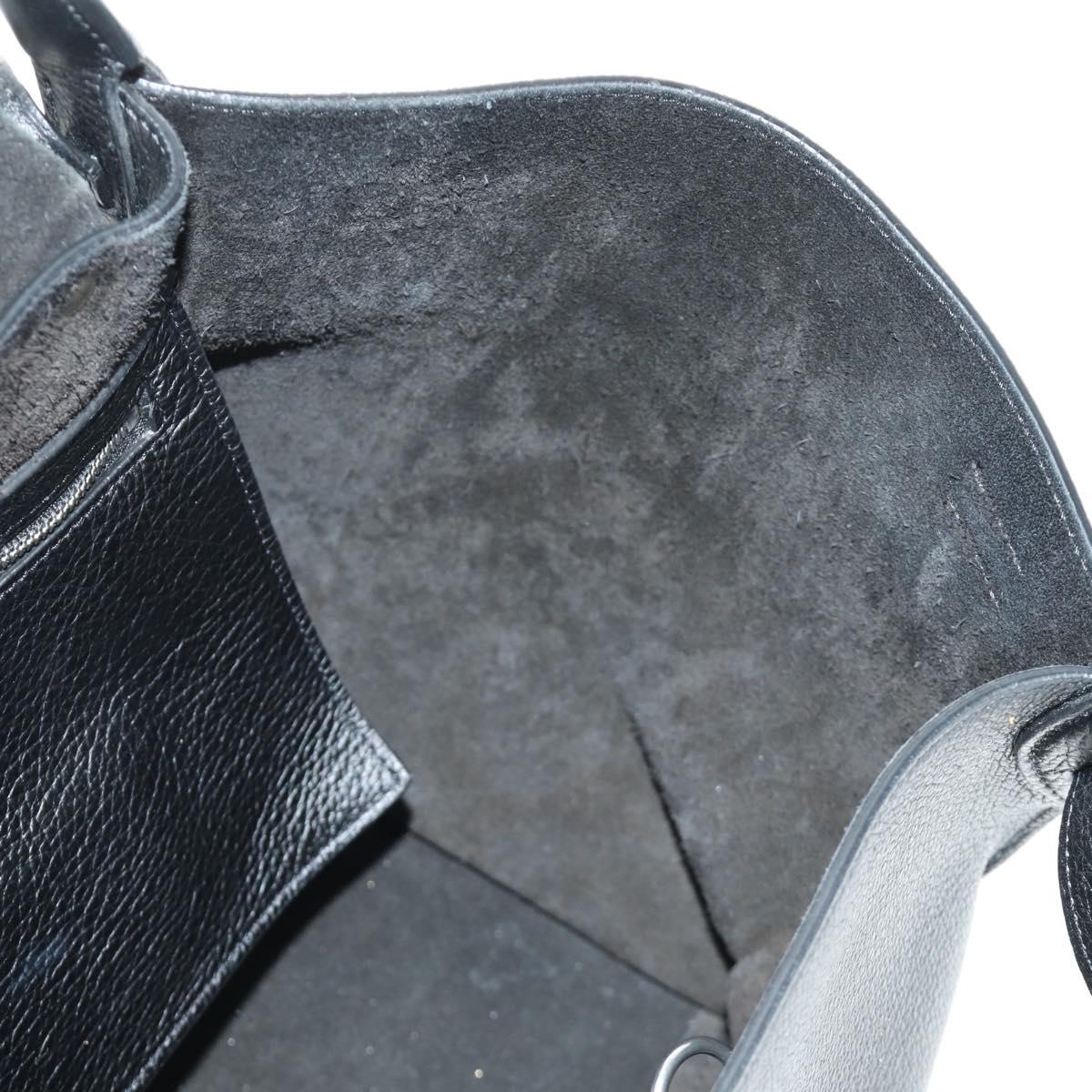 CELINE Big bag Small Hand Bag Leather Black Silver Auth 189349SAM