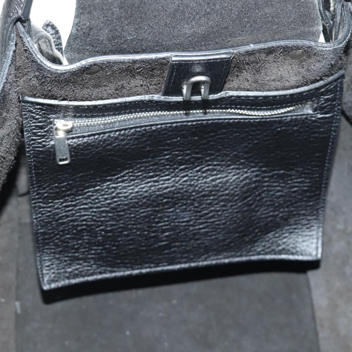 CELINE Big bag Small Hand Bag Leather Black Silver Auth 189349SAM