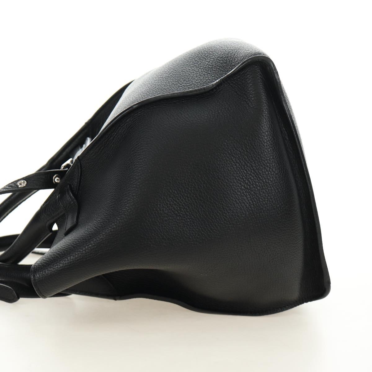 CELINE Big bag Small Hand Bag Leather Black Silver Auth 189349SAM