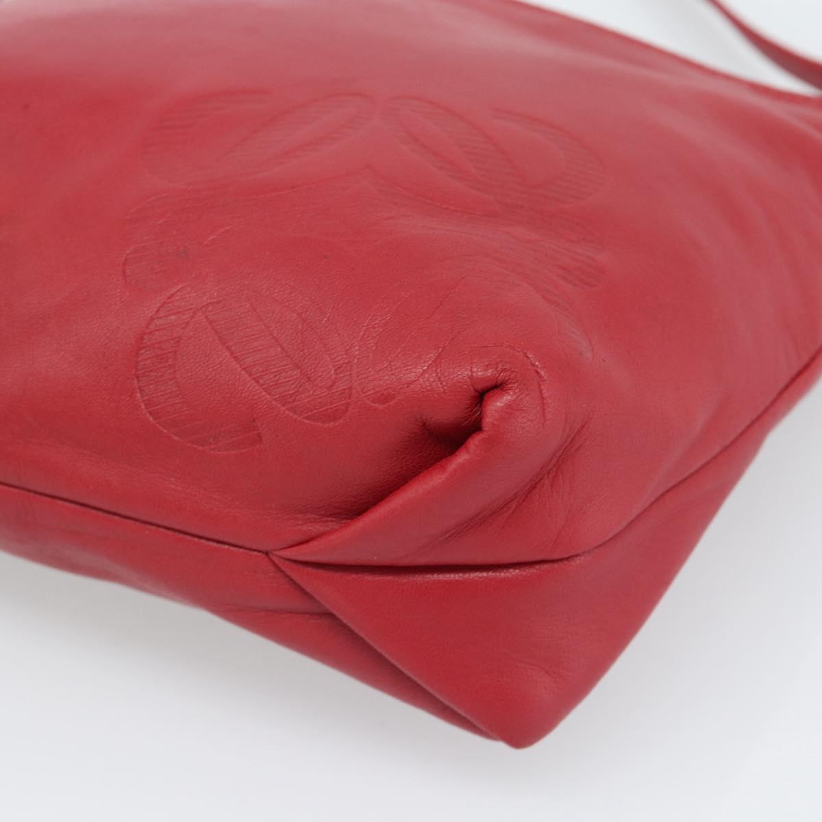 LOEWE Anagram Shoulder Bag Leather Red Auth 189350