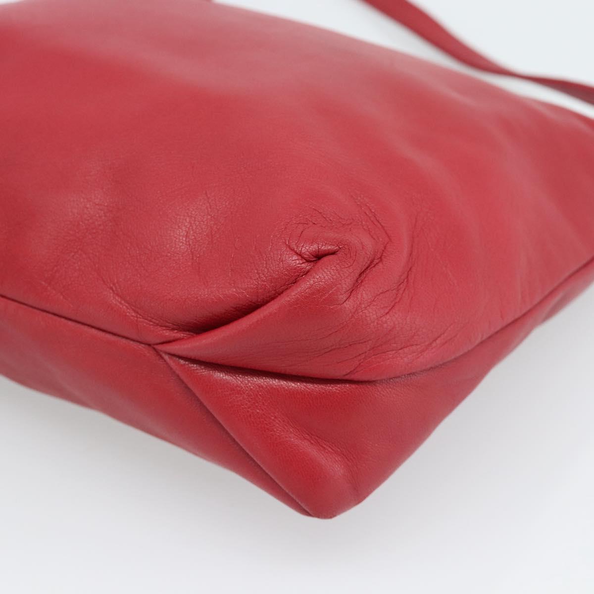 LOEWE Anagram Shoulder Bag Leather Red Auth 189350