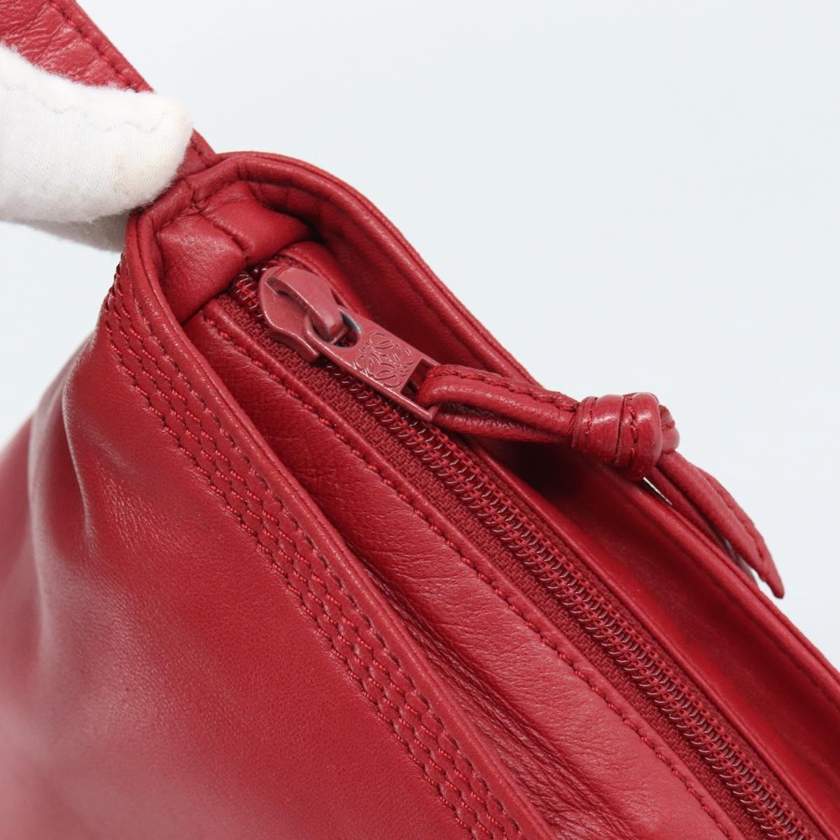 LOEWE Anagram Shoulder Bag Leather Red Auth 189350