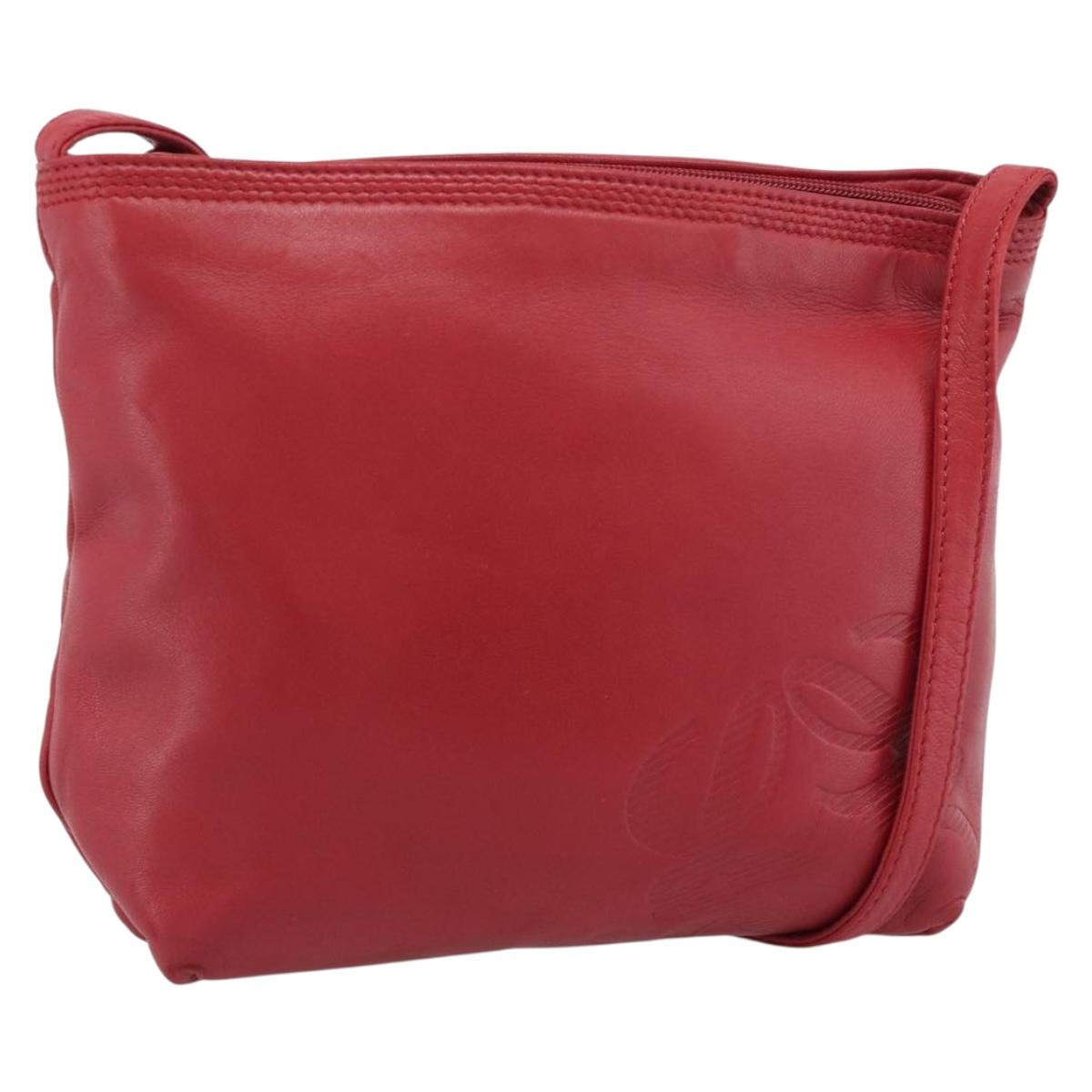 LOEWE Anagram Shoulder Bag Leather Red Auth 189350