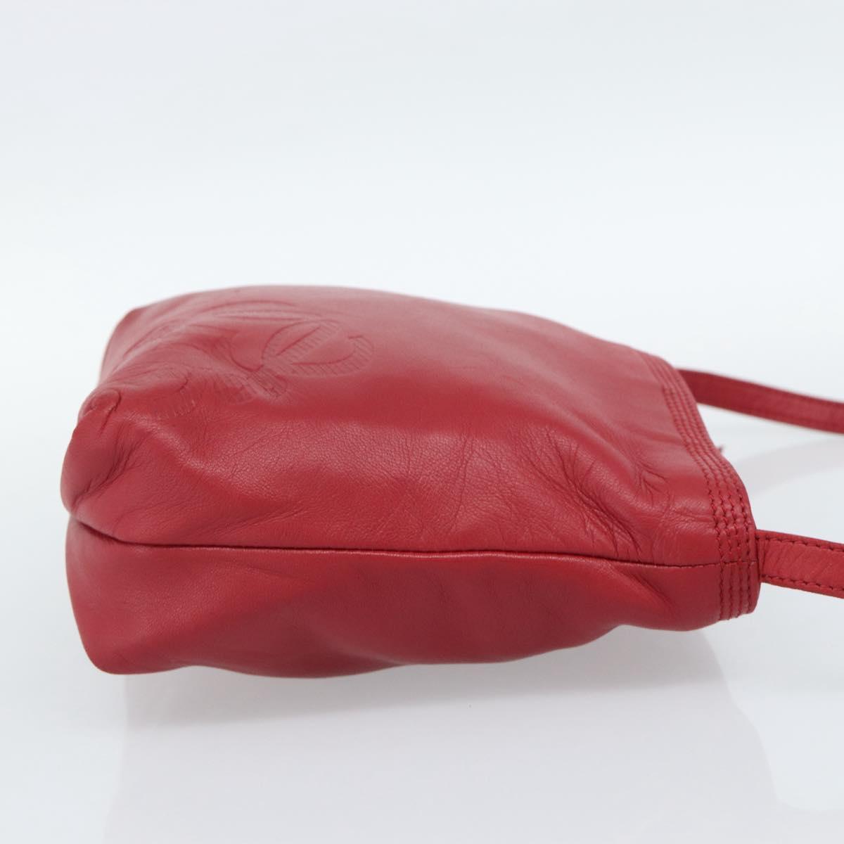 LOEWE Anagram Shoulder Bag Leather Red Auth 189350