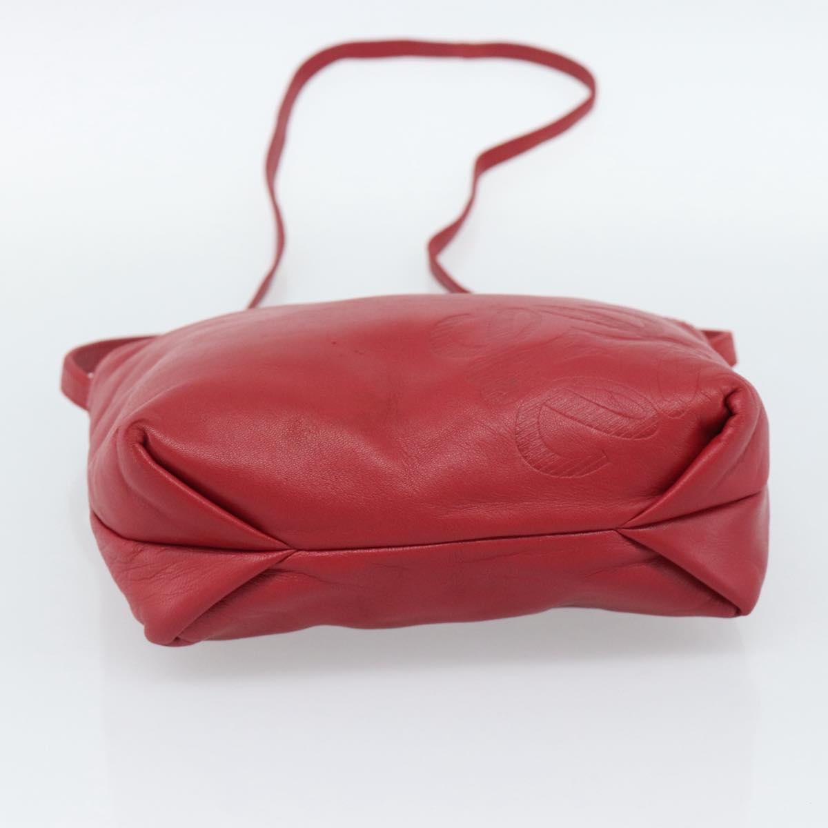 LOEWE Anagram Shoulder Bag Leather Red Auth 189350