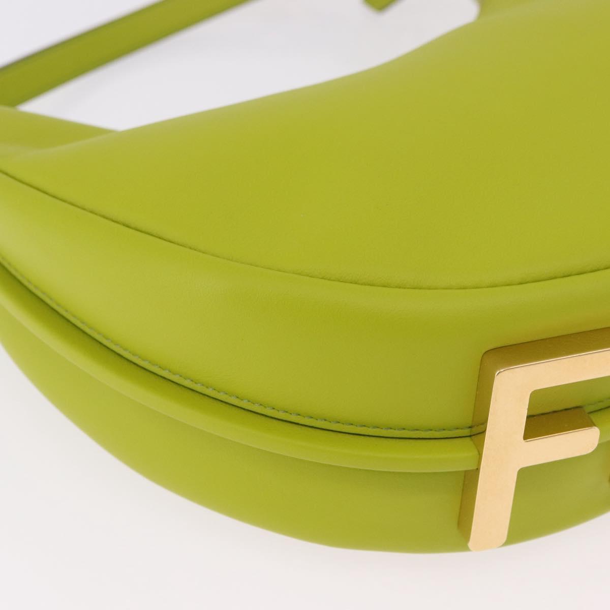 FENDI Shoulder Bag Leather LIme Green Gold Auth 189355SAM