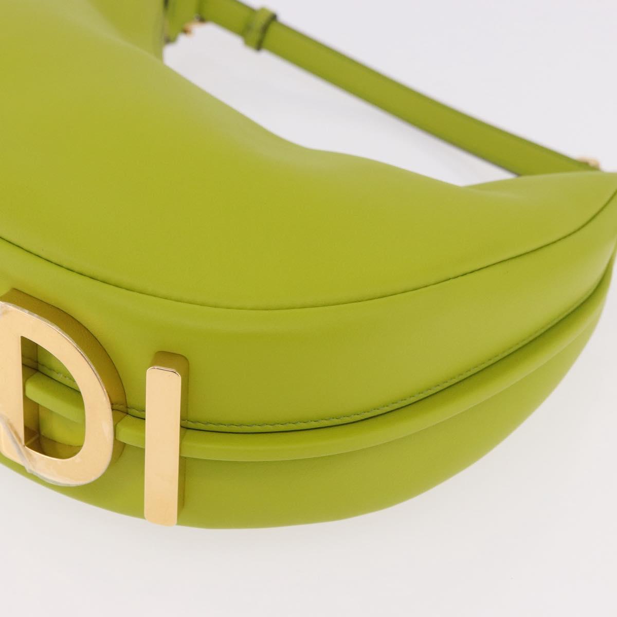 FENDI Shoulder Bag Leather LIme Green Gold Auth 189355SAM