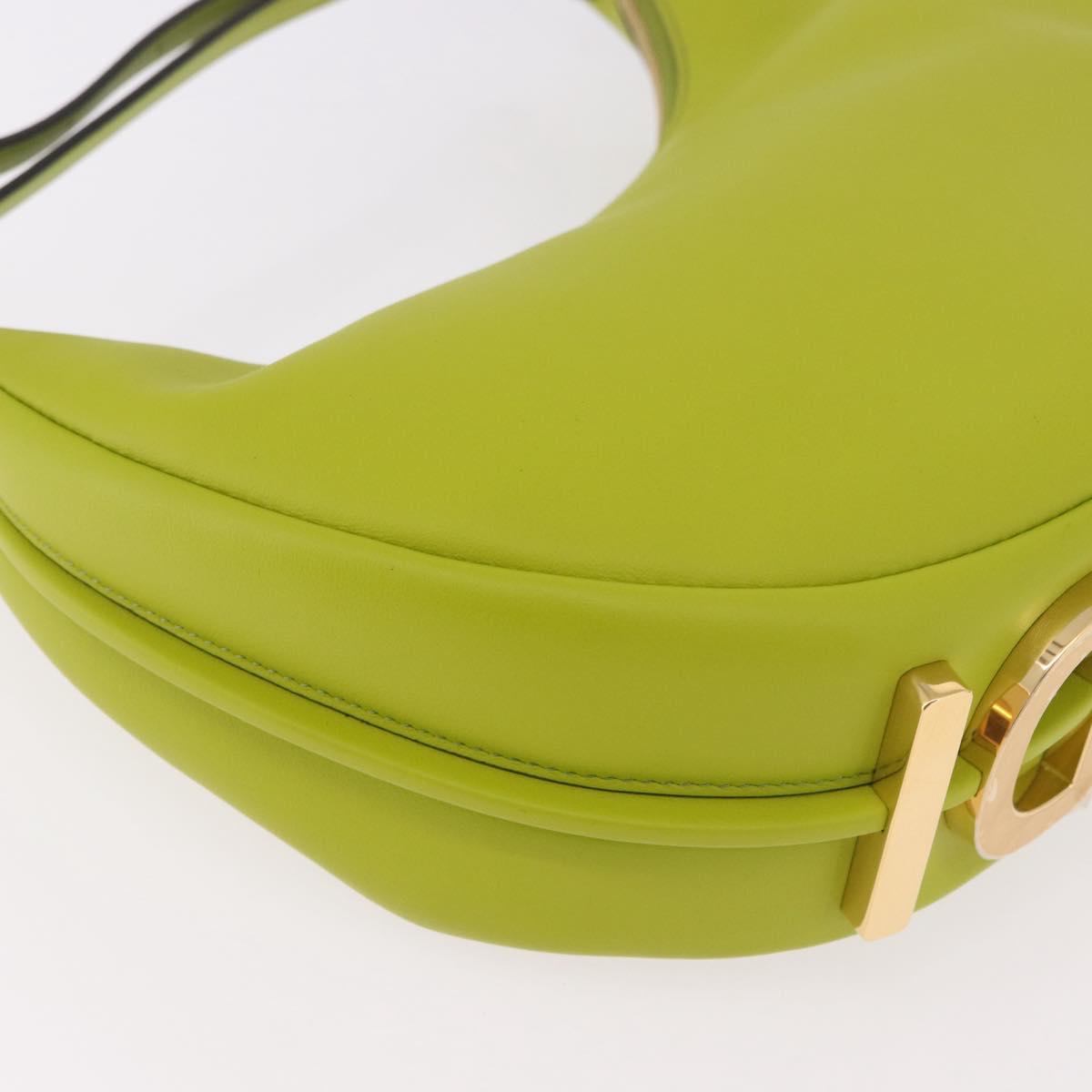 FENDI Shoulder Bag Leather LIme Green Gold Auth 189355SAM