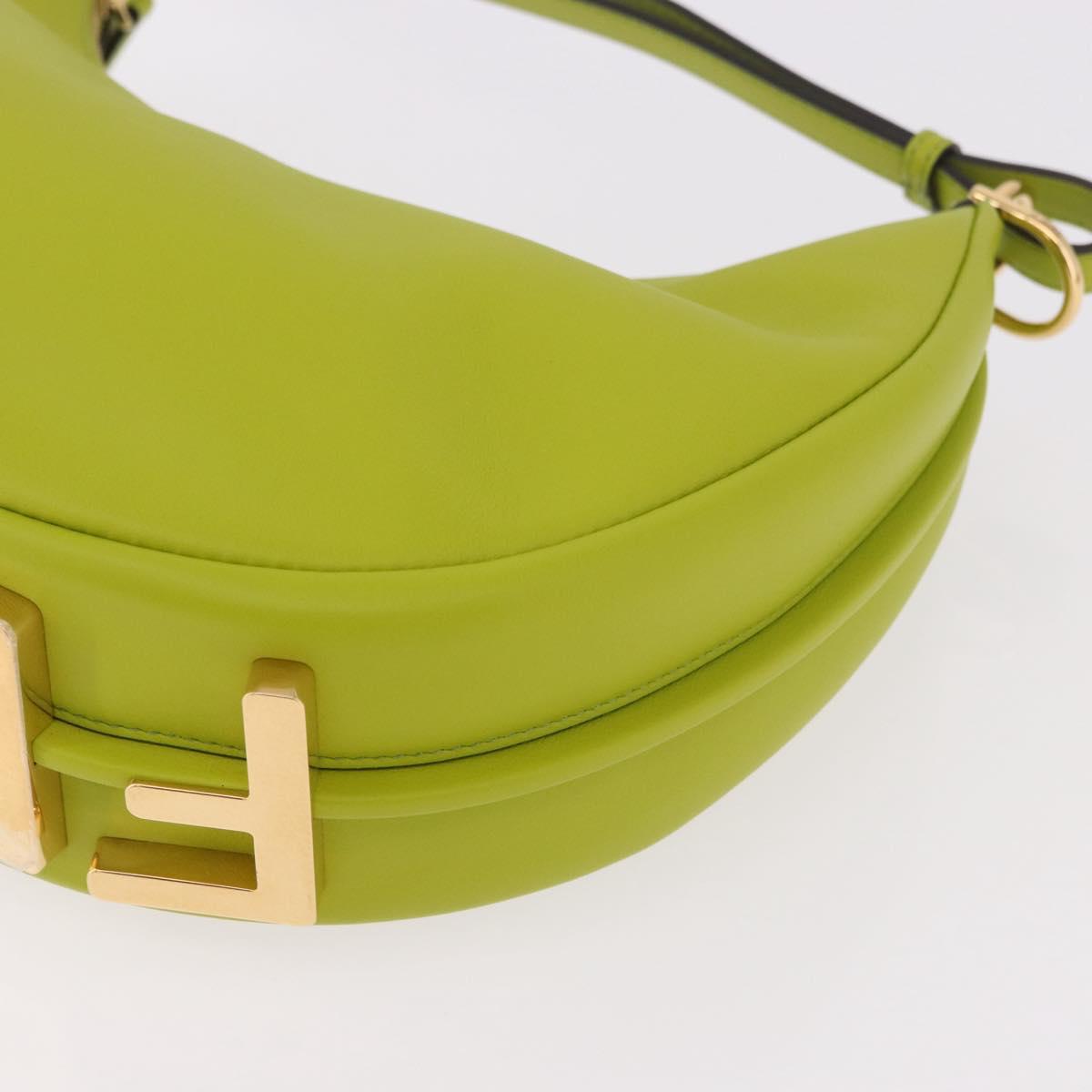 FENDI Shoulder Bag Leather LIme Green Gold Auth 189355SAM