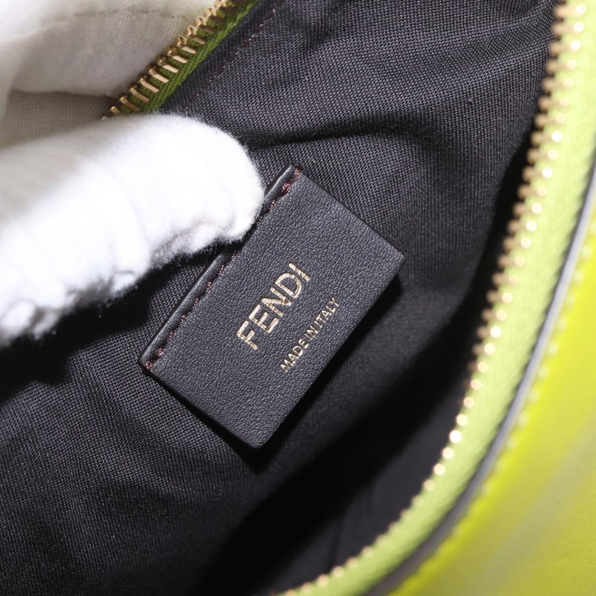 FENDI Shoulder Bag Leather LIme Green Gold Auth 189355SAM