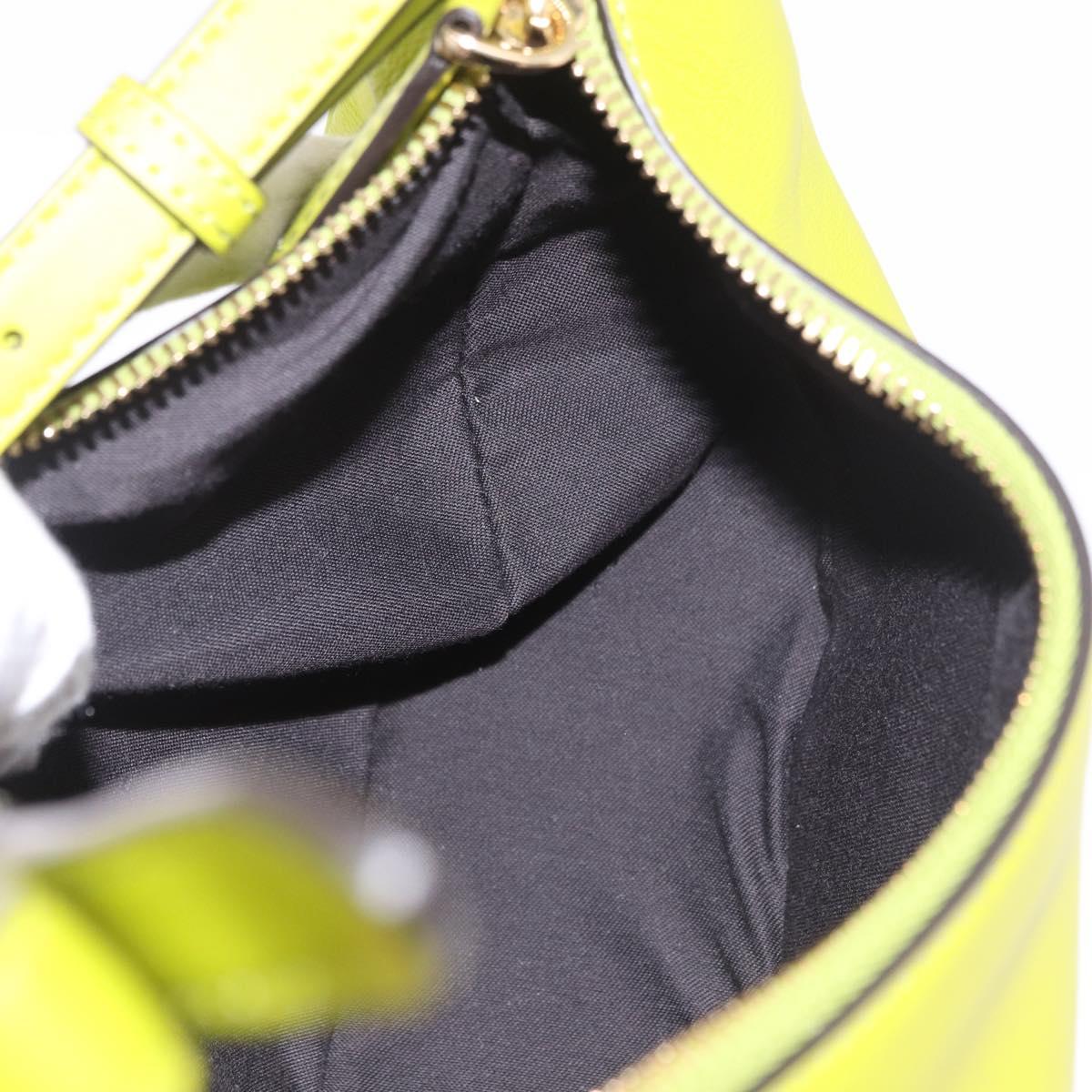FENDI Shoulder Bag Leather LIme Green Gold Auth 189355SAM