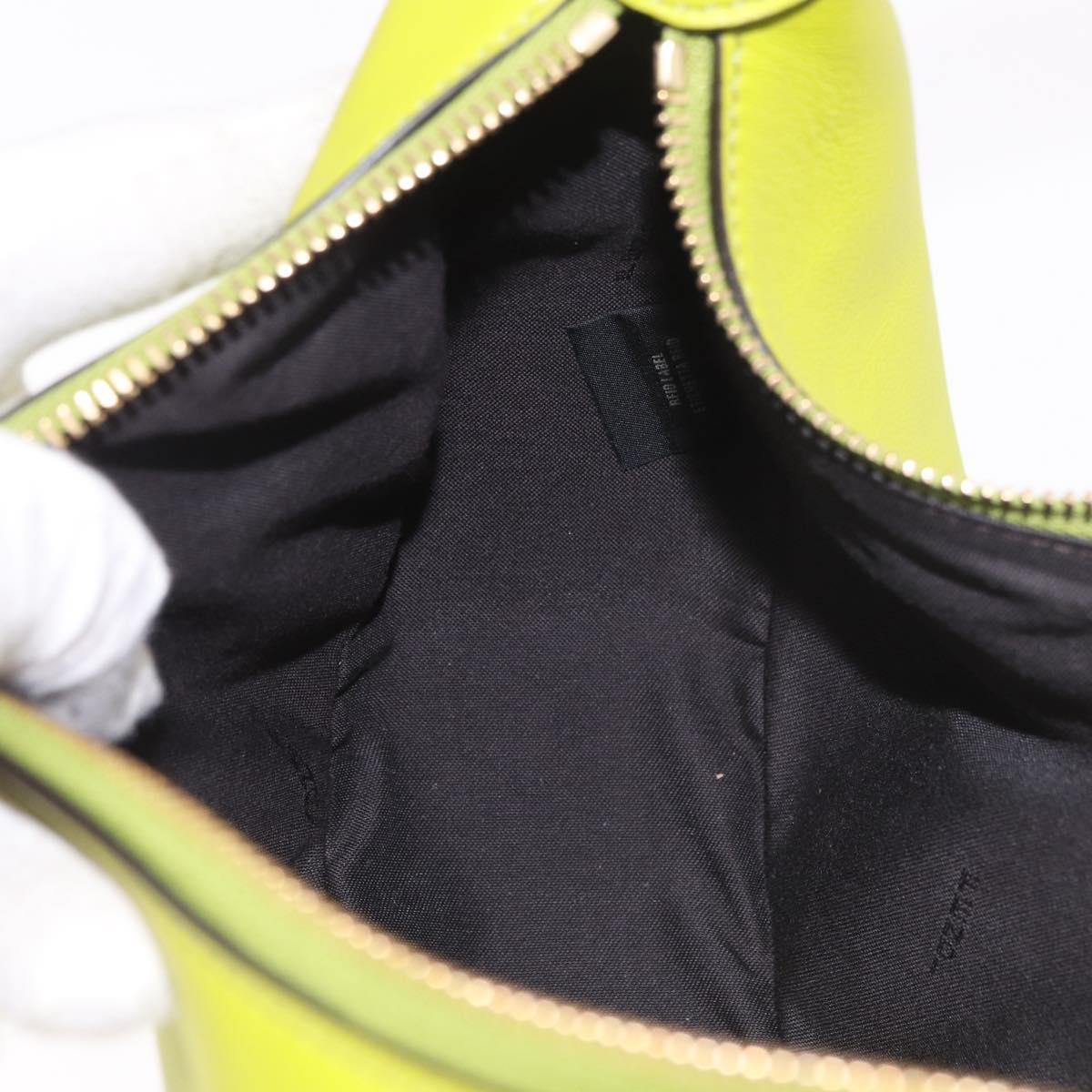 FENDI Shoulder Bag Leather LIme Green Gold Auth 189355SAM