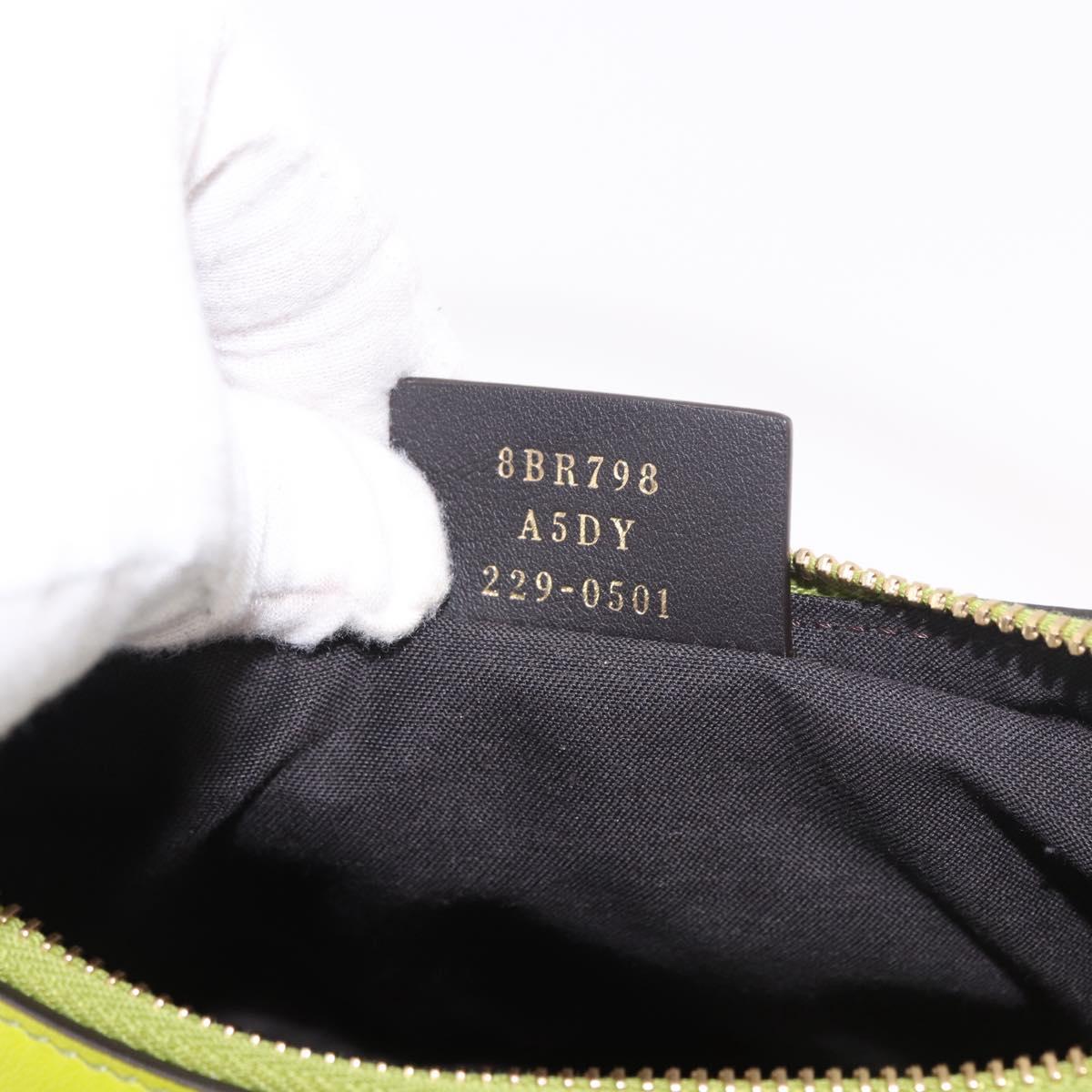 FENDI Shoulder Bag Leather LIme Green Gold Auth 189355SAM