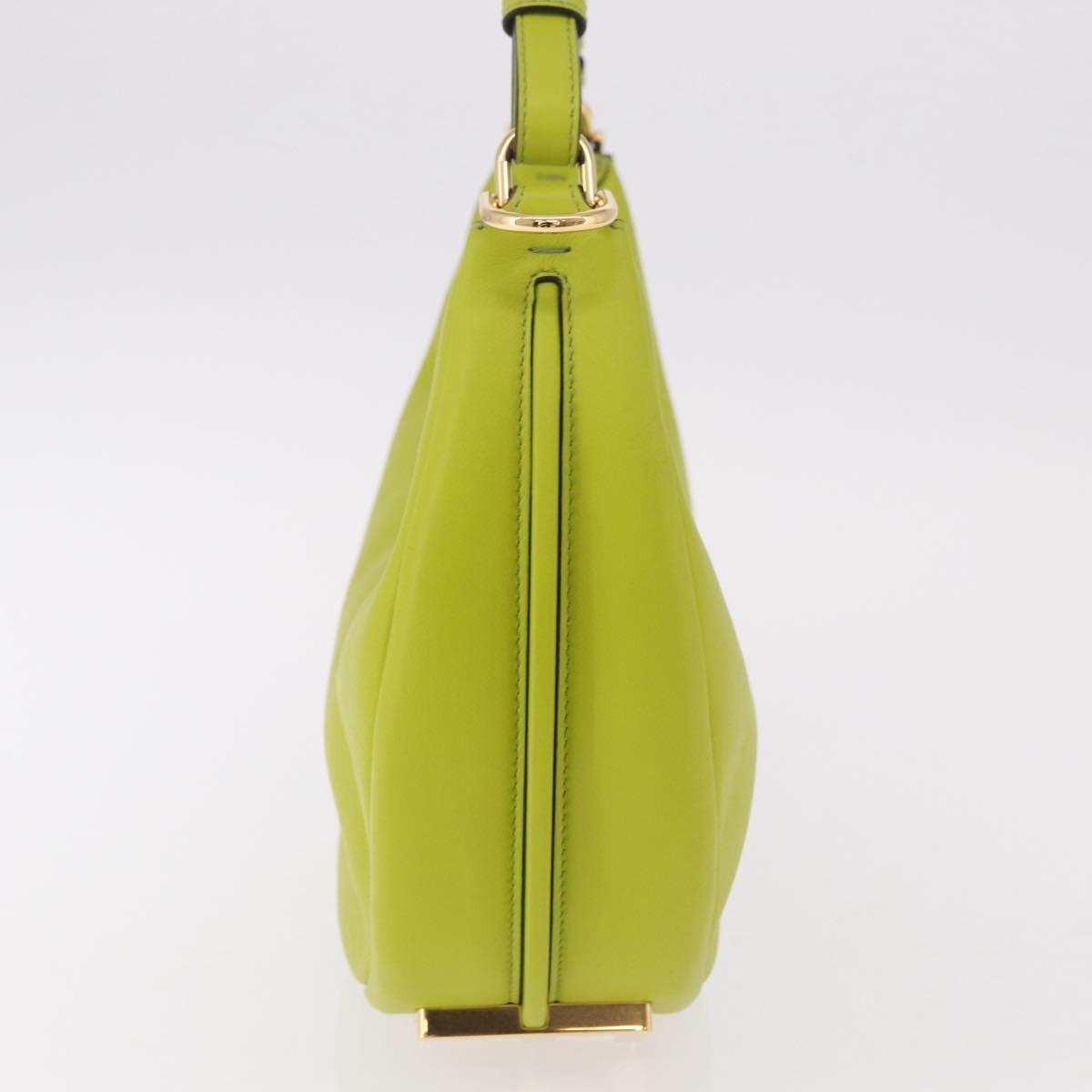 FENDI Shoulder Bag Leather LIme Green Gold Auth 189355SAM