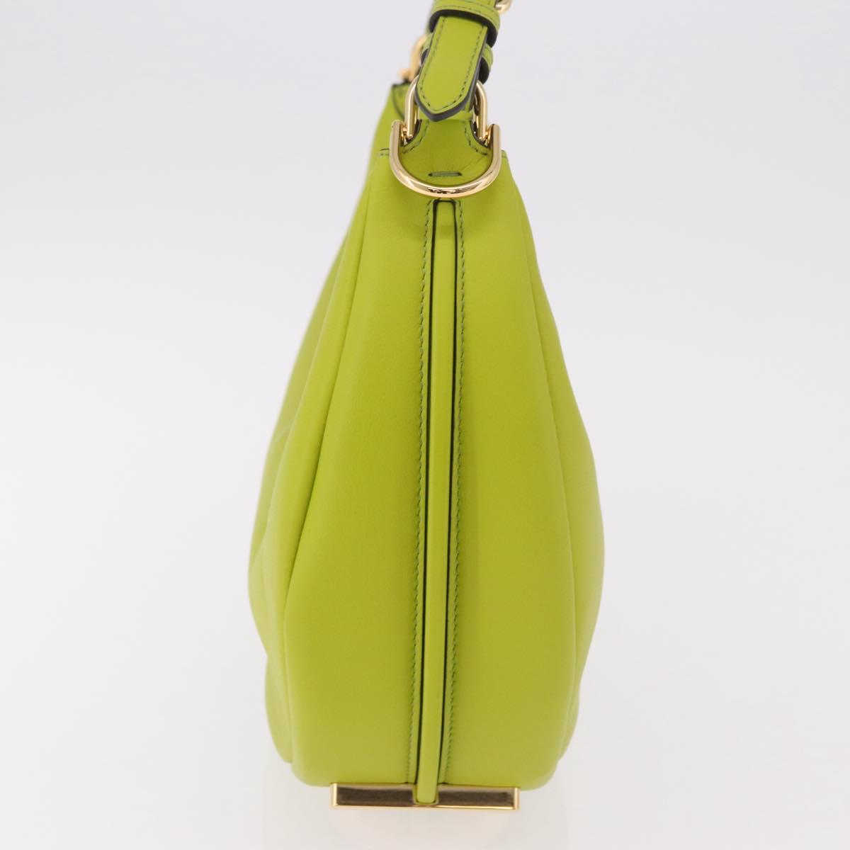 FENDI Shoulder Bag Leather LIme Green Gold Auth 189355SAM