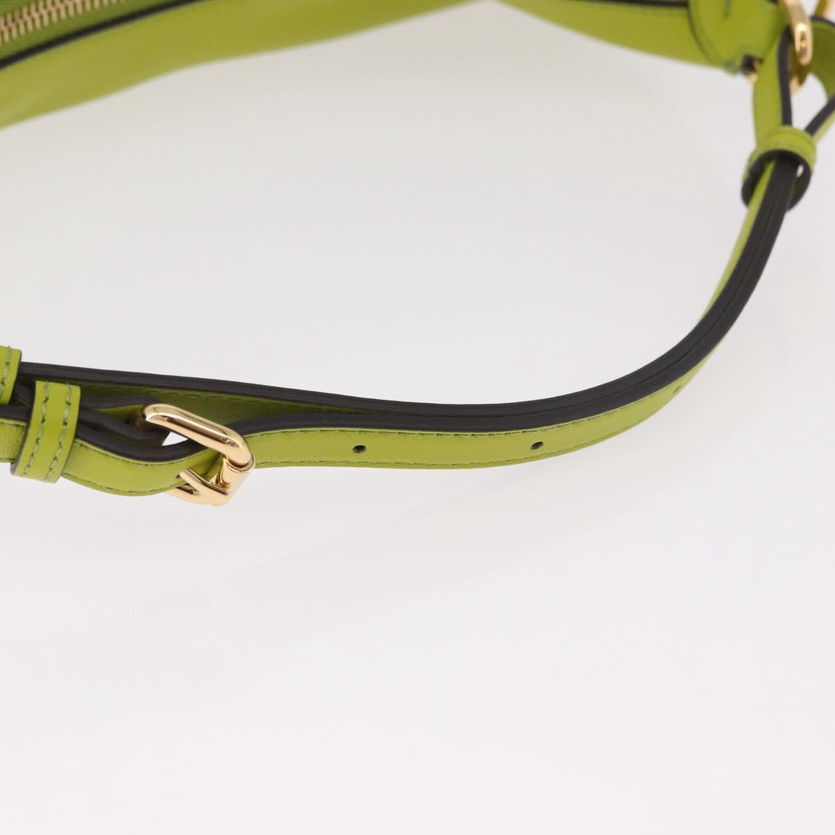 FENDI Shoulder Bag Leather LIme Green Gold Auth 189355SAM