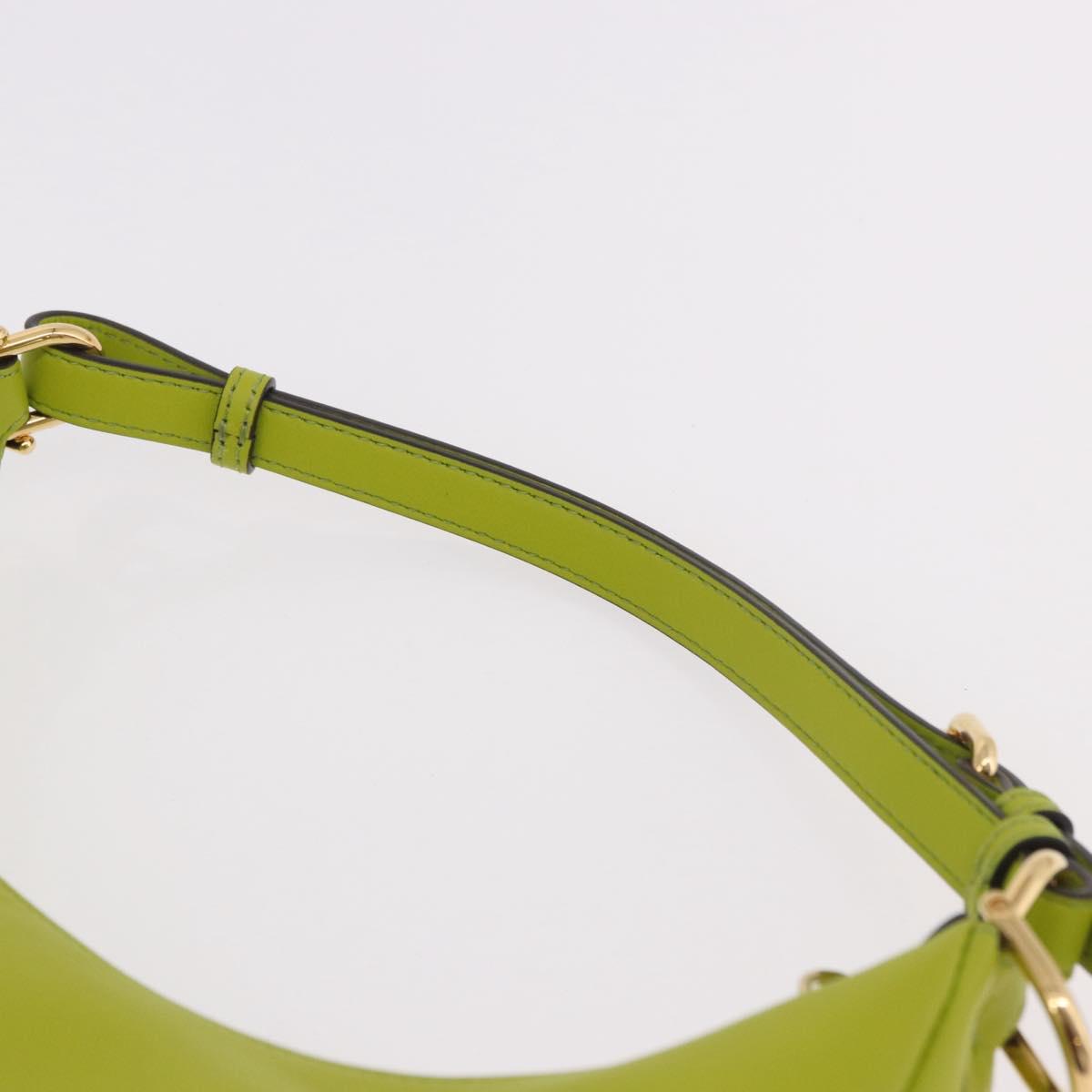 FENDI Shoulder Bag Leather LIme Green Gold Auth 189355SAM