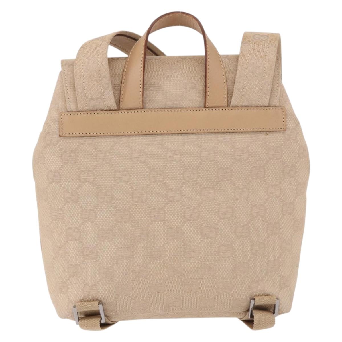 GUCCI GG Canvas Backpack Beige Silver 003 0242 Auth 189357A