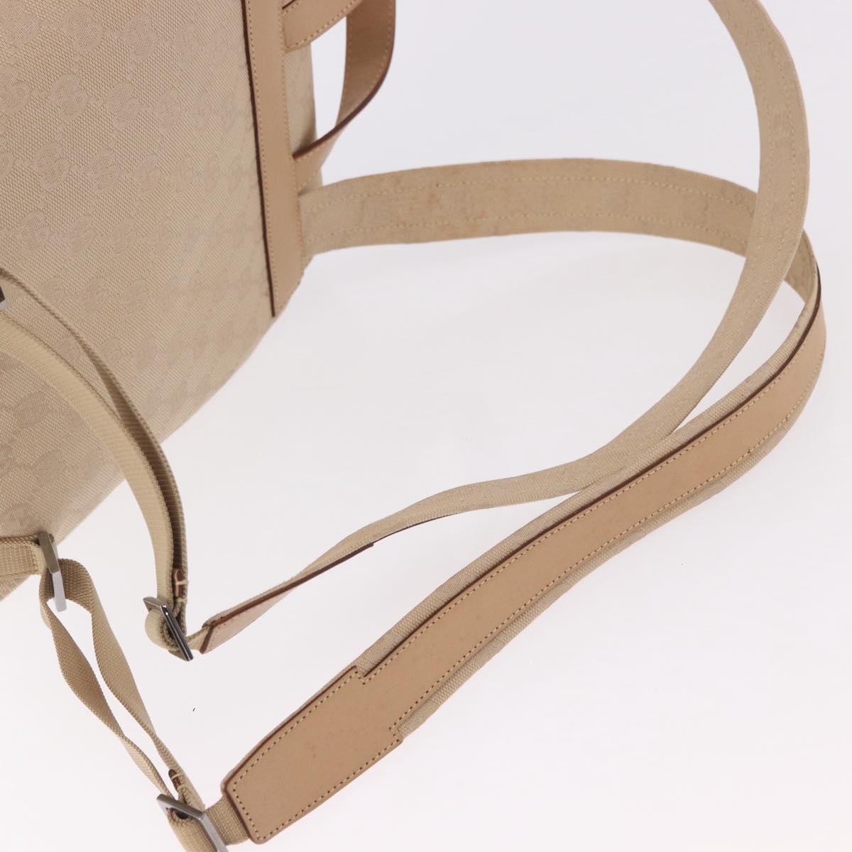 GUCCI GG Canvas Backpack Beige Silver 003 0242 Auth 189357A