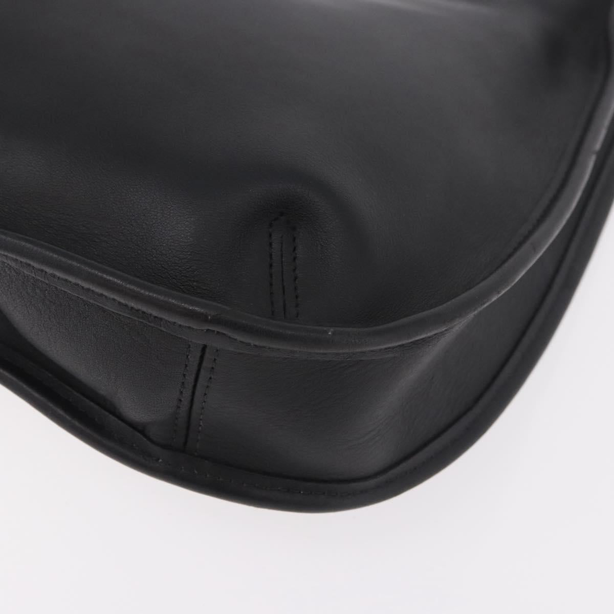 Coach Shoulder Bag Leather Black Gold Auth 189362A