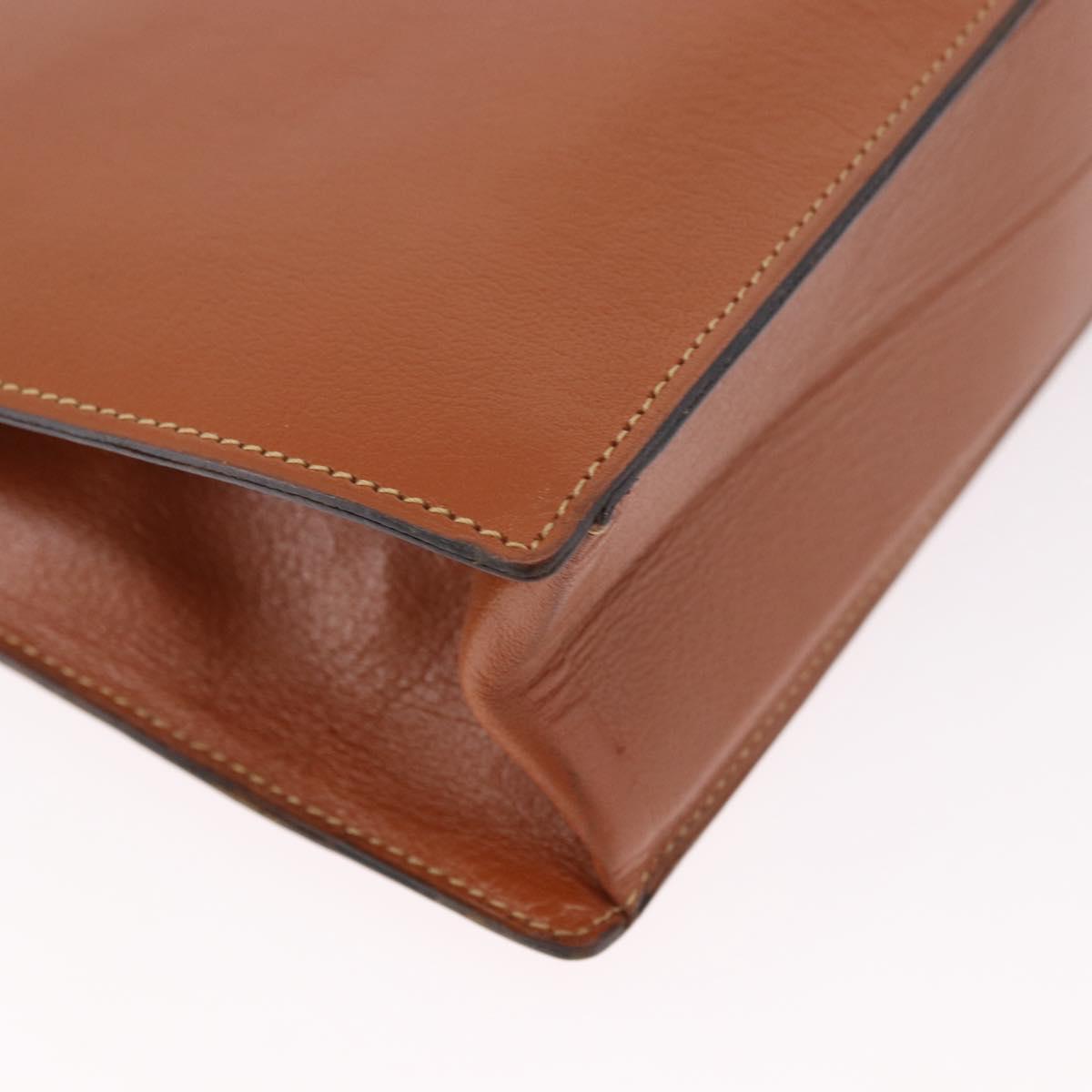 Christian Dior Shoulder Bag Leather Brown Gold Auth 189363