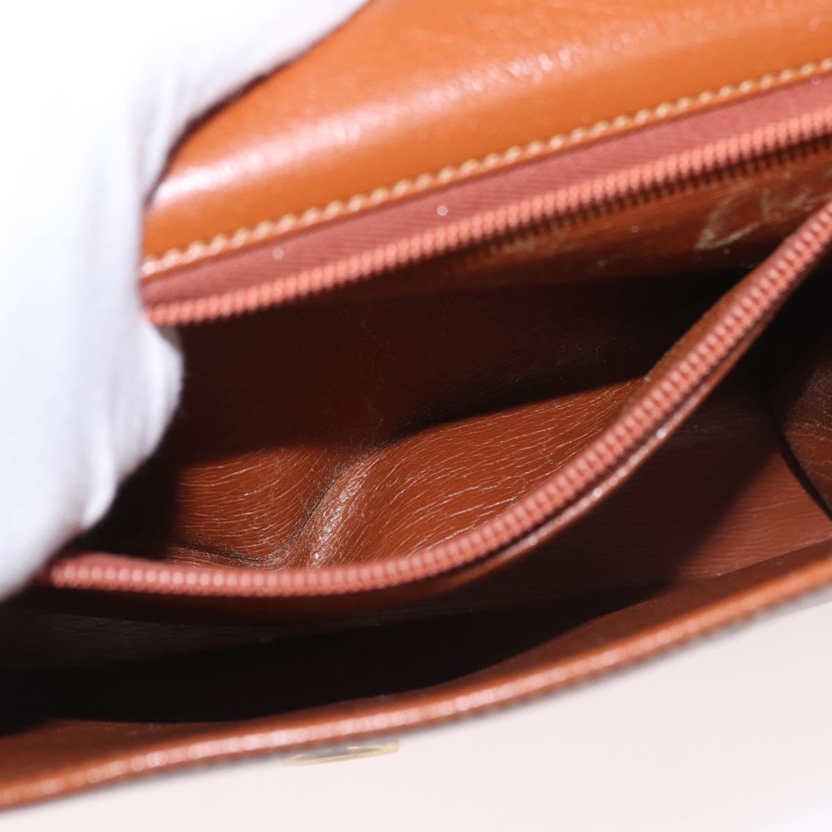 Christian Dior Shoulder Bag Leather Brown Gold Auth 189363