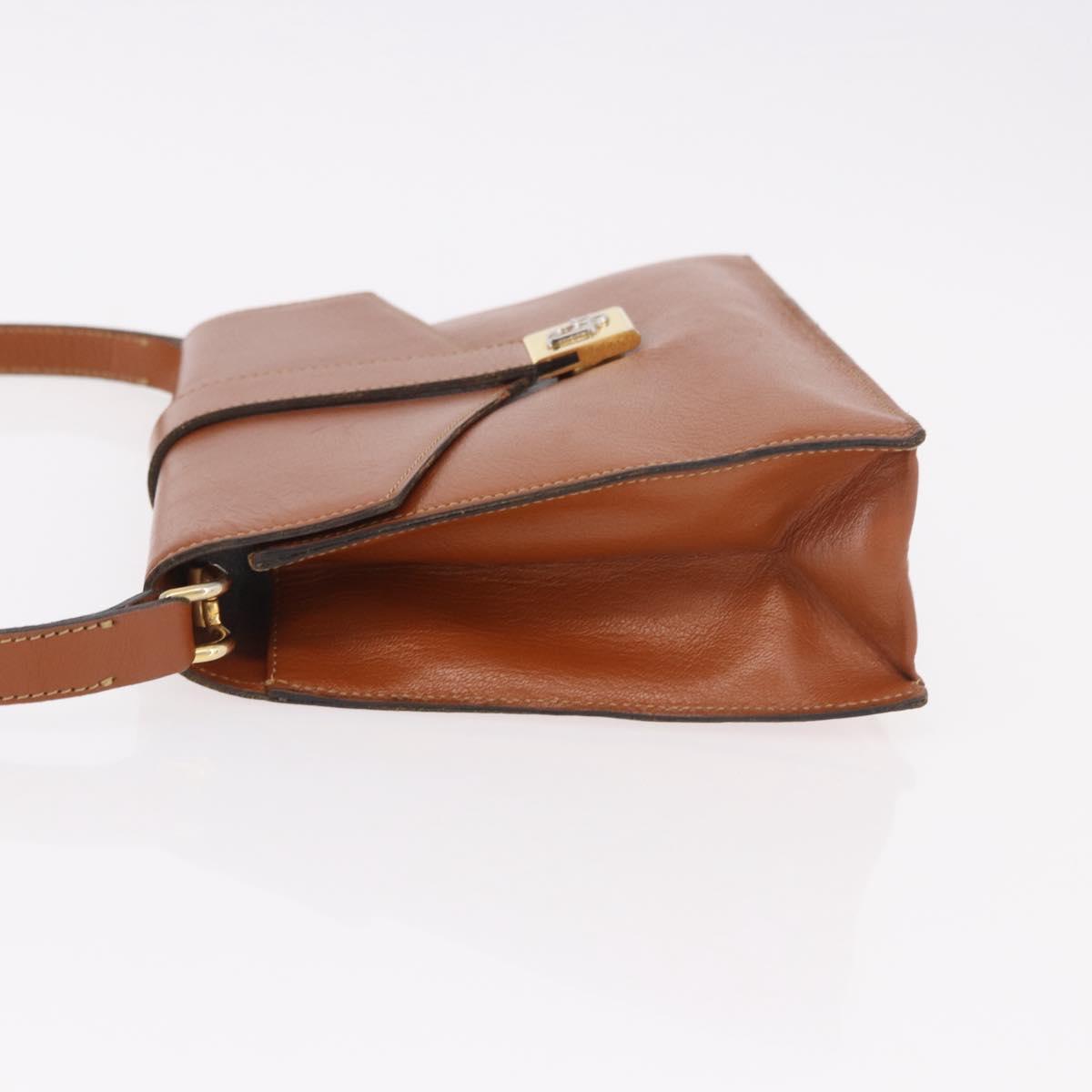 Christian Dior Shoulder Bag Leather Brown Gold Auth 189363