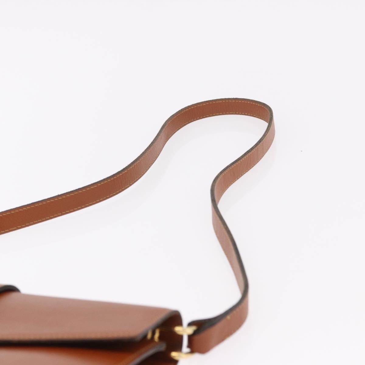 Christian Dior Shoulder Bag Leather Brown Gold Auth 189363