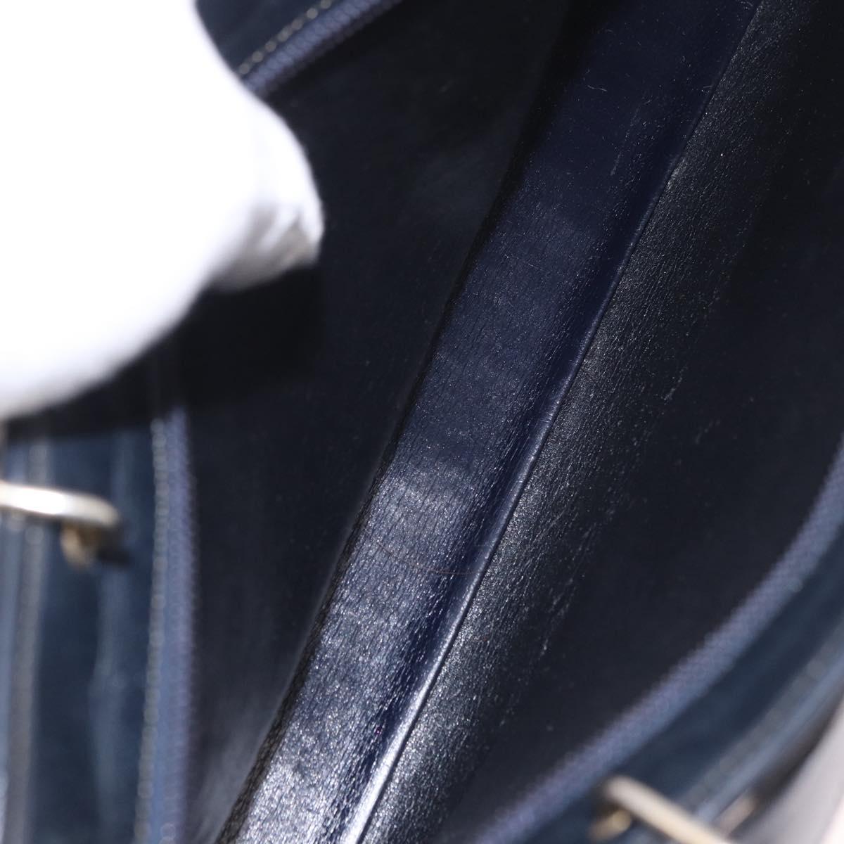 Christian Dior Trotter Canvas Shoulder Bag Navy Gold Auth 189365