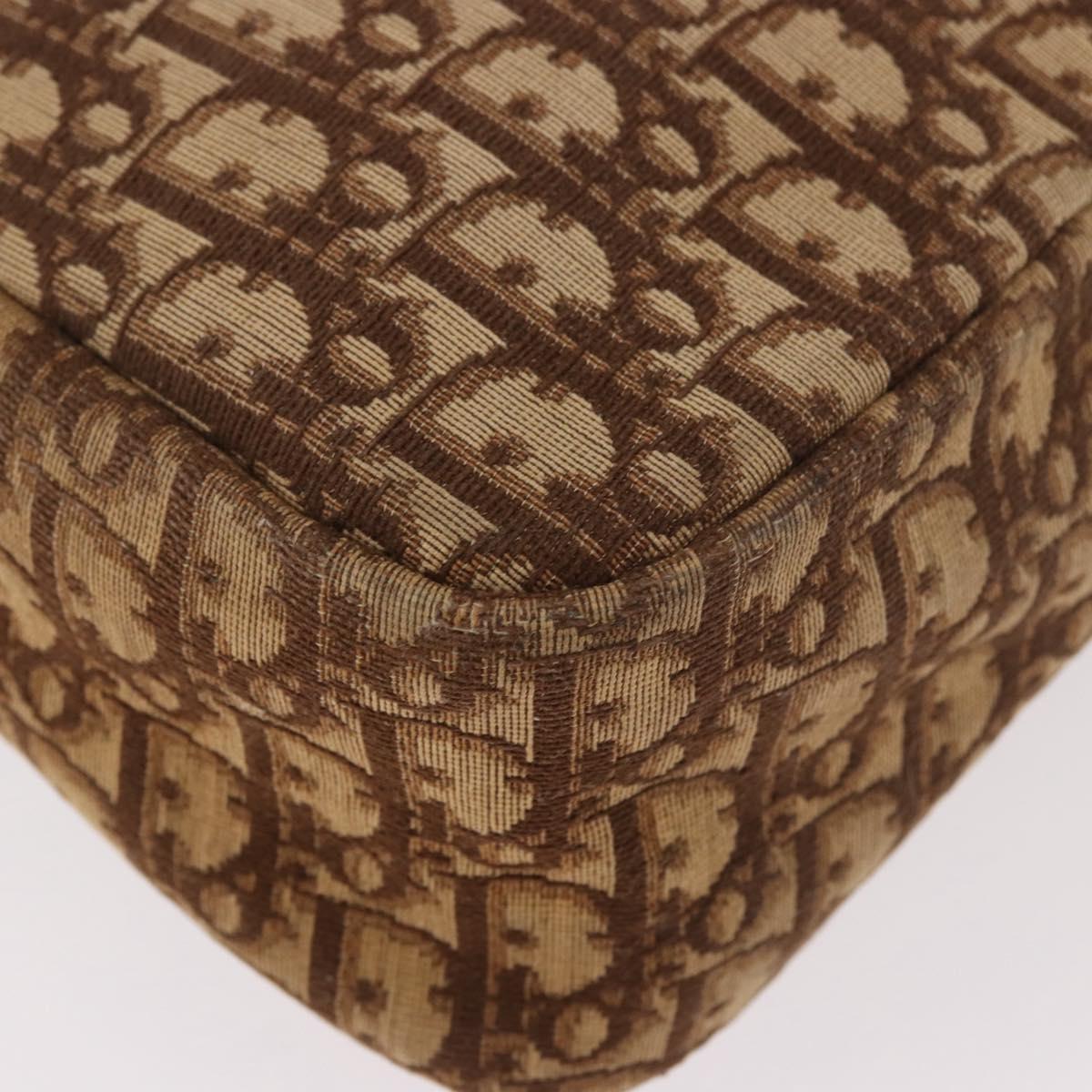 Christian Dior Trotter Canvas Boston Bag Brown Gold Auth 189366