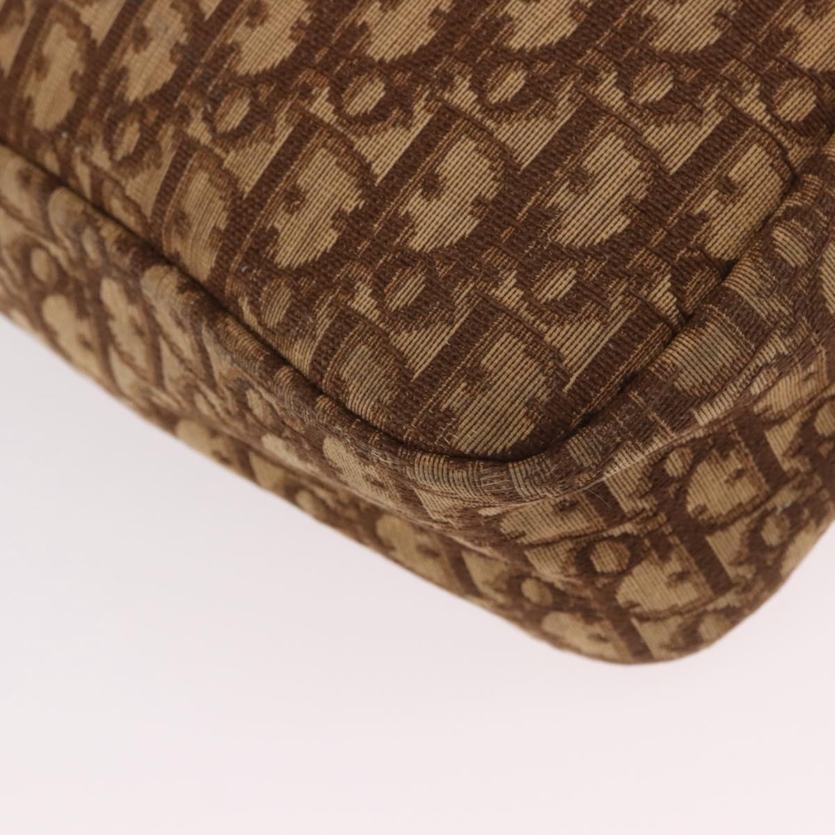 Christian Dior Trotter Canvas Boston Bag Brown Gold Auth 189366
