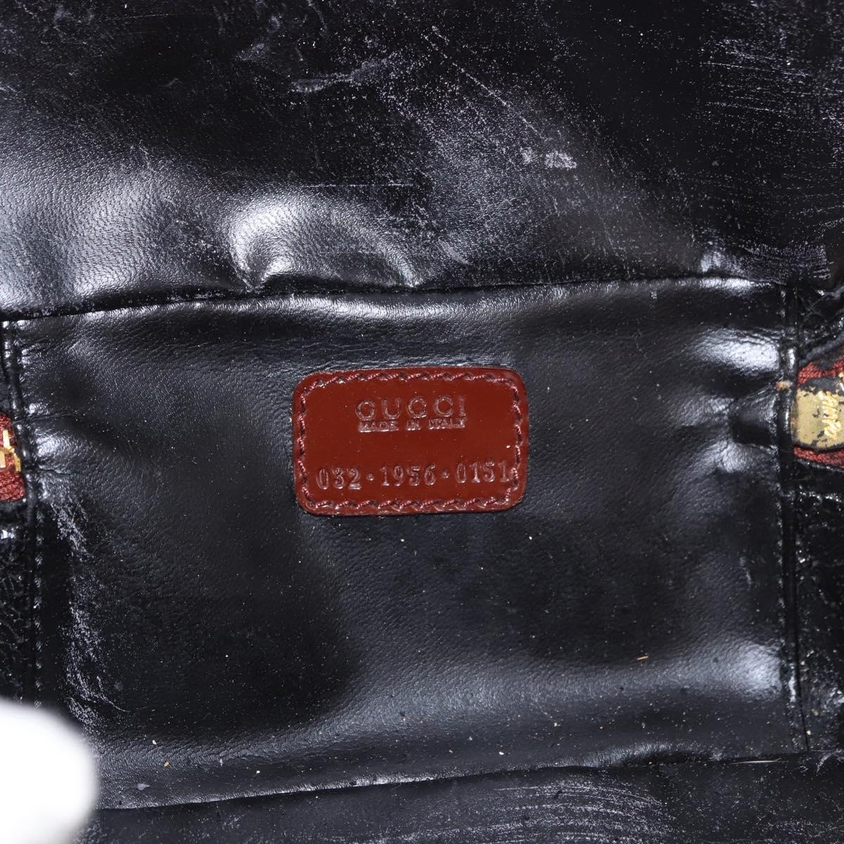 GUCCI Vanity Hand Bag Patent leather Bordeaux Gold 032 1956 0151 Auth 189367