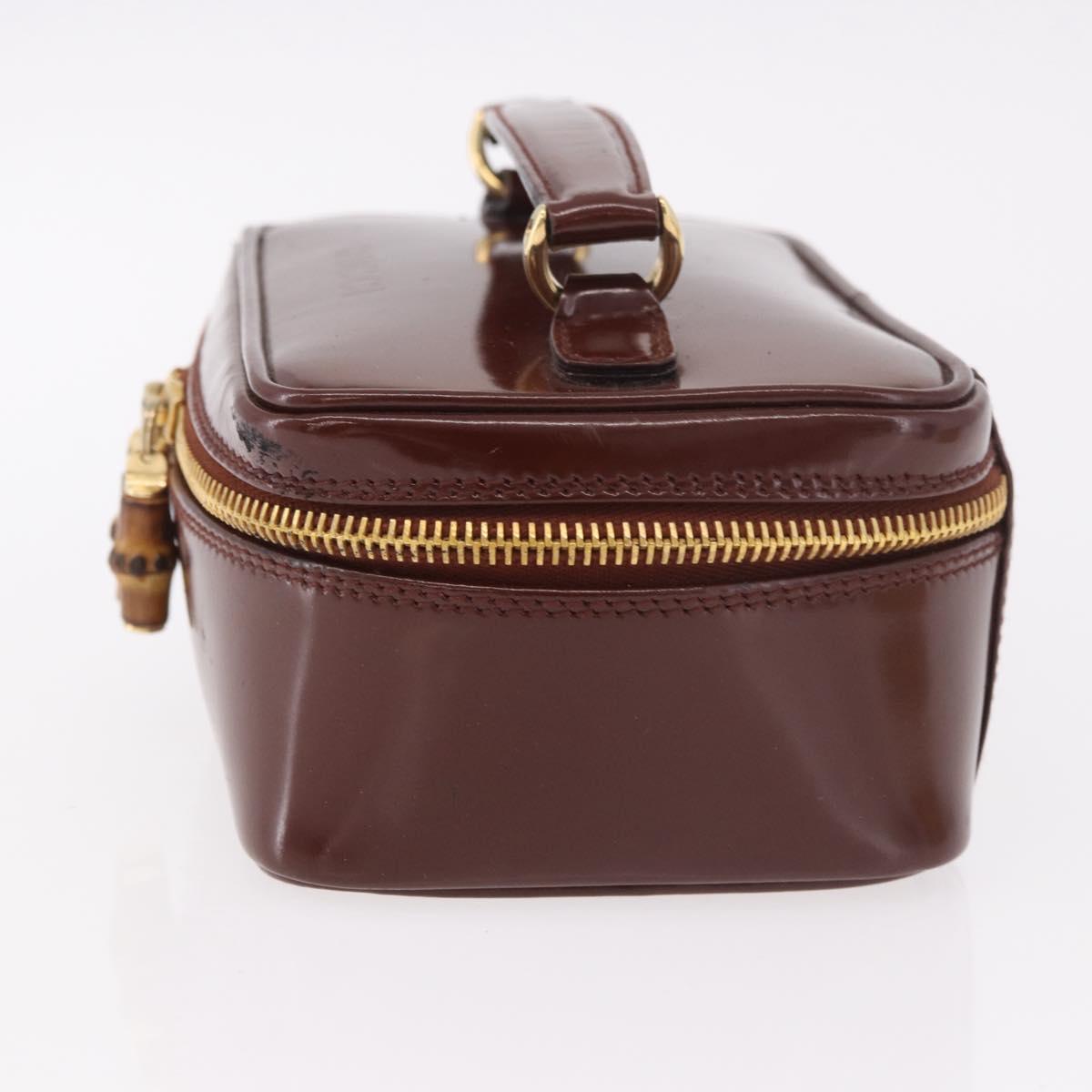 GUCCI Vanity Hand Bag Patent leather Bordeaux Gold 032 1956 0151 Auth 189367