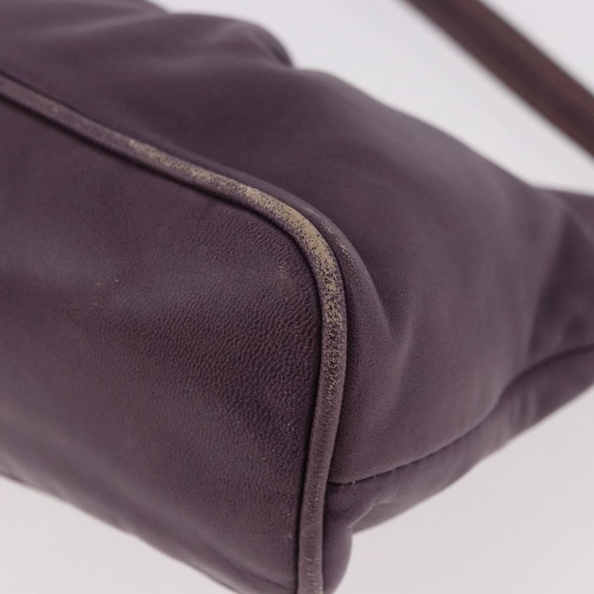 PRADA Accessory Pouch Leather Purple Gold Auth 189372A