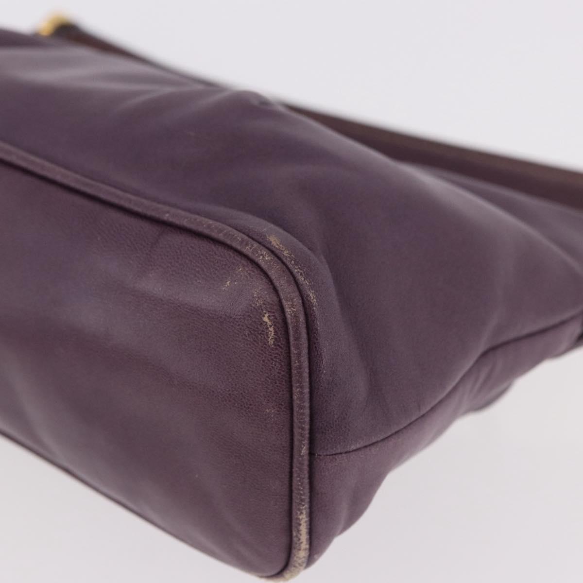 PRADA Accessory Pouch Leather Purple Gold Auth 189372A
