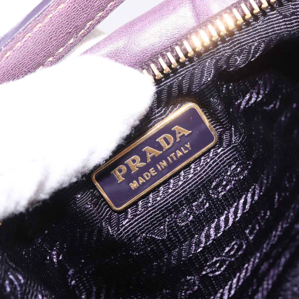PRADA Accessory Pouch Leather Purple Gold Auth 189372A