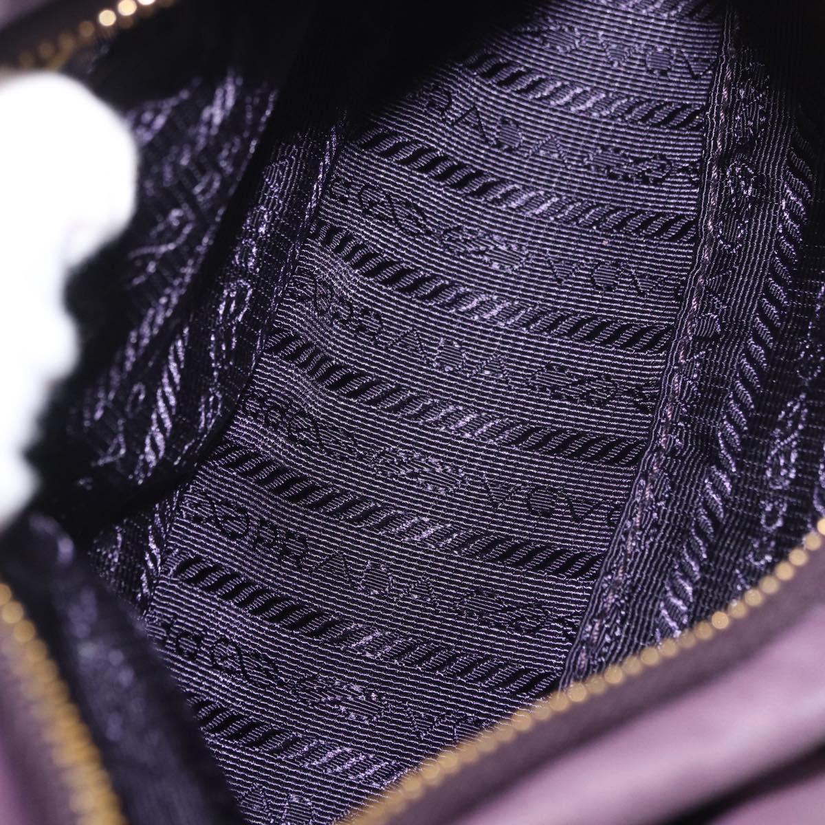 PRADA Accessory Pouch Leather Purple Gold Auth 189372A