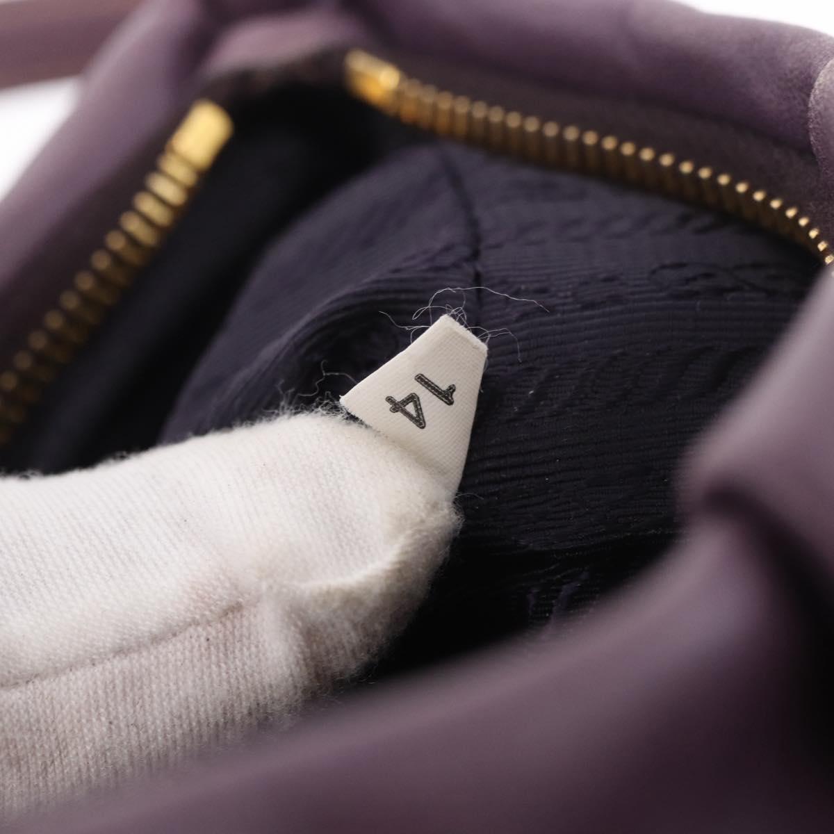 PRADA Accessory Pouch Leather Purple Gold Auth 189372A