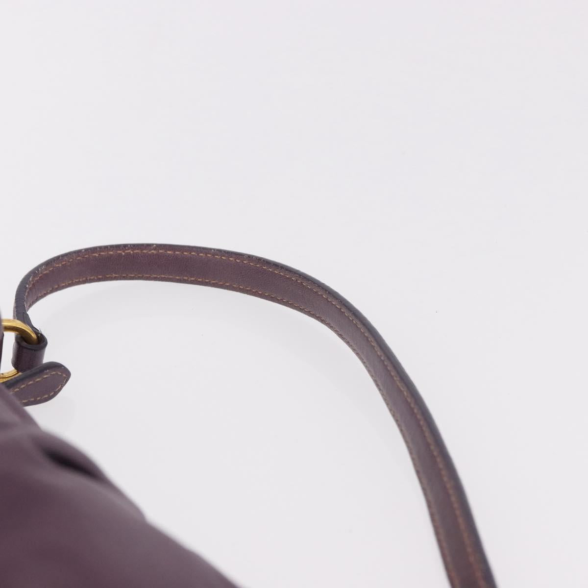 PRADA Accessory Pouch Leather Purple Gold Auth 189372A