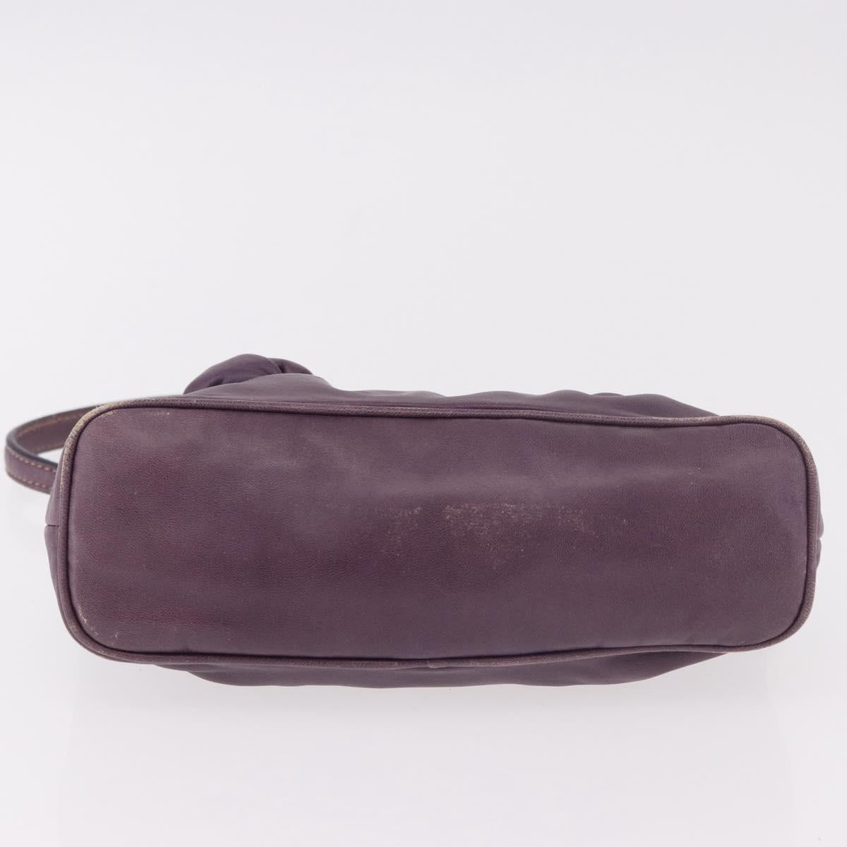 PRADA Accessory Pouch Leather Purple Gold Auth 189372A