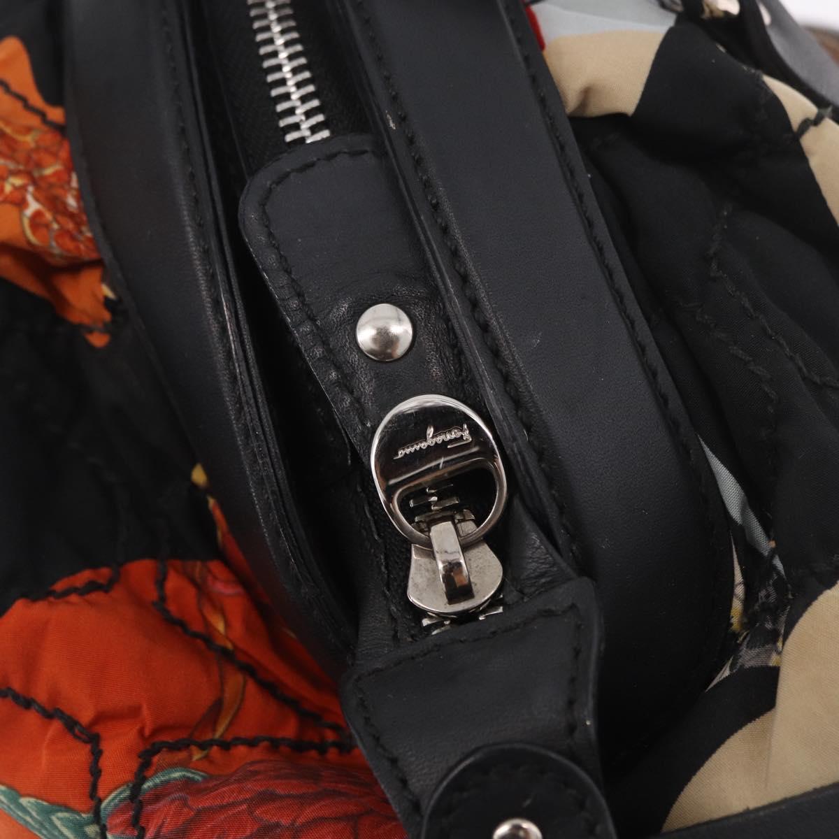 Salvatore Ferragamo Hand Bag Canvas Black Silver Auth 189378A