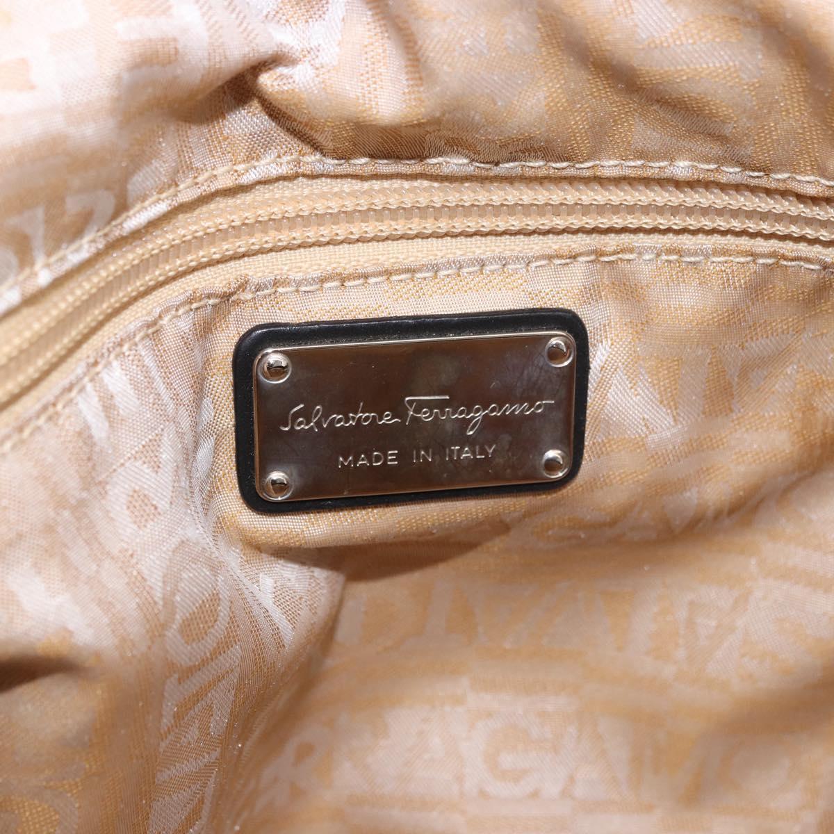 Salvatore Ferragamo Hand Bag Canvas Black Silver Auth 189378A